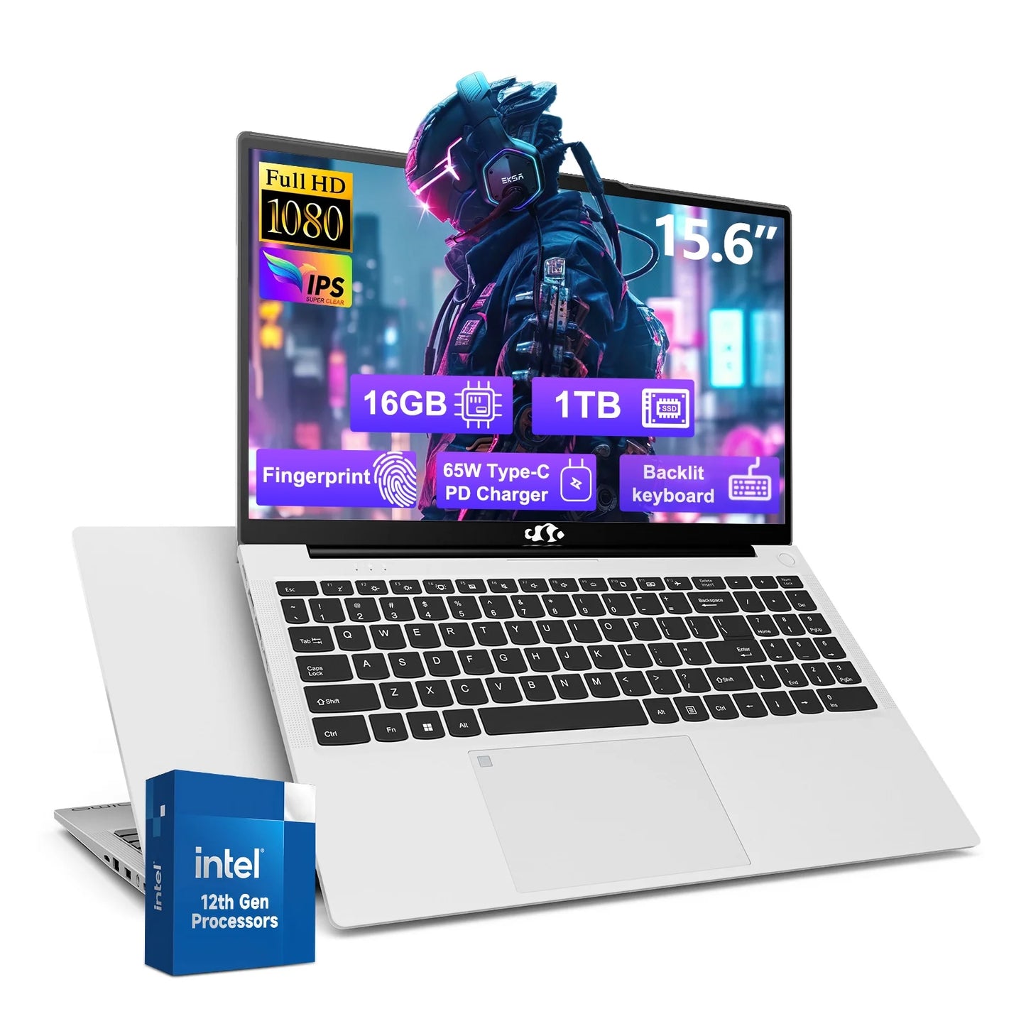 15.6-FHD-Laptop,Student-Laptop with Backlit Keyboard Fingerprint 16GB RAM 1TB SSD Intel Pentium Quad Core N100 Processor (Up to 3.4GHz)Business-Laptop,Computer,2 Years Warranty Win11,Silver
