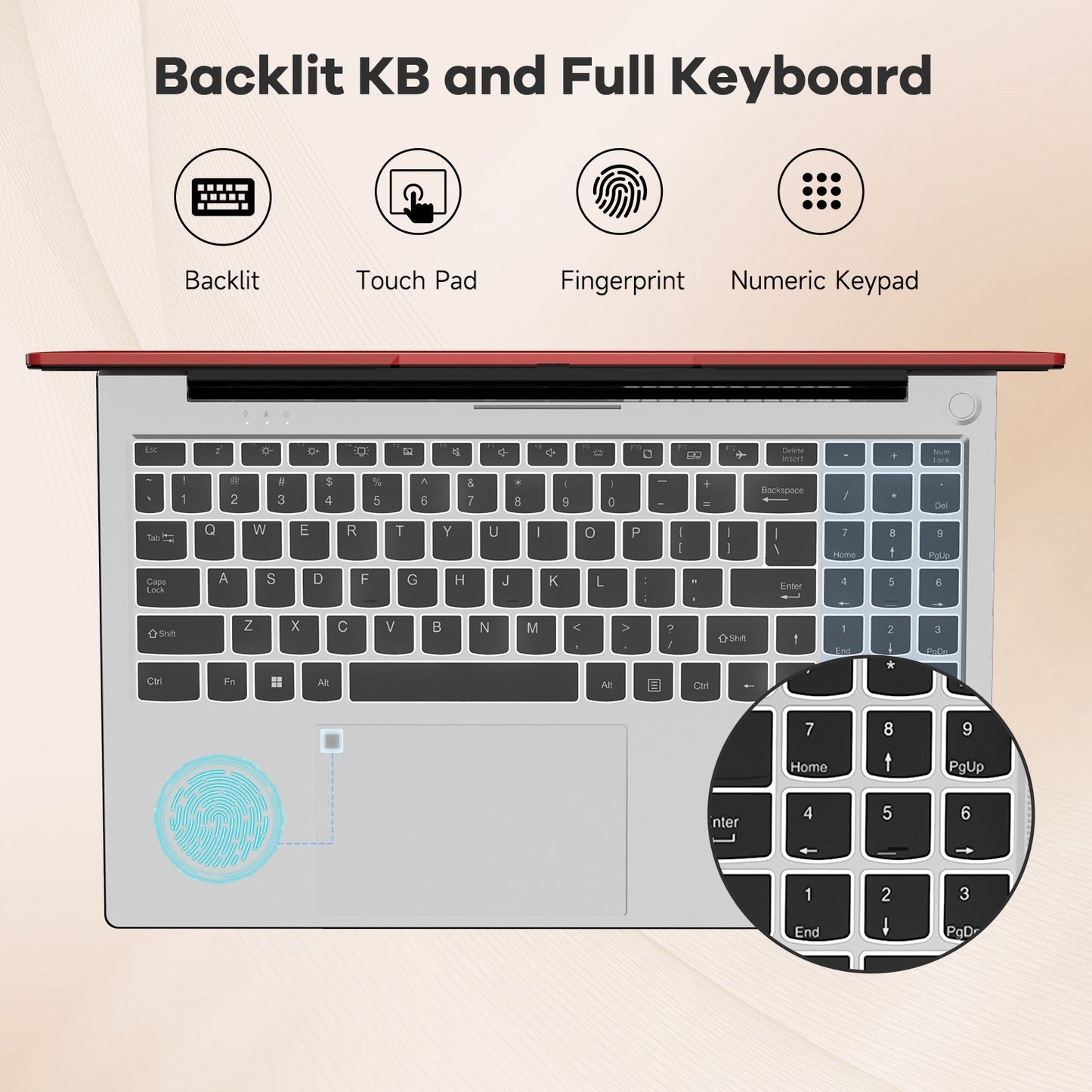Ghostmanta 15.6 N153 FHD R5 6600H Laptop-Red-1TB