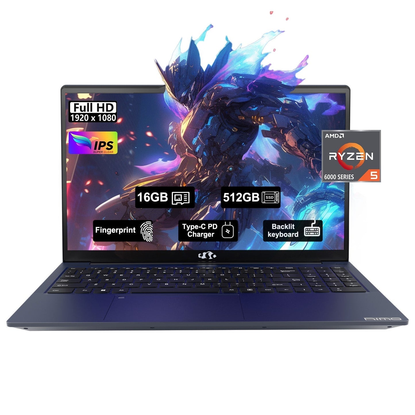 Ghostmanta 15.6 N153 FHD R5 6600H Laptop-Blue-1TB-Windows 11 Pro
