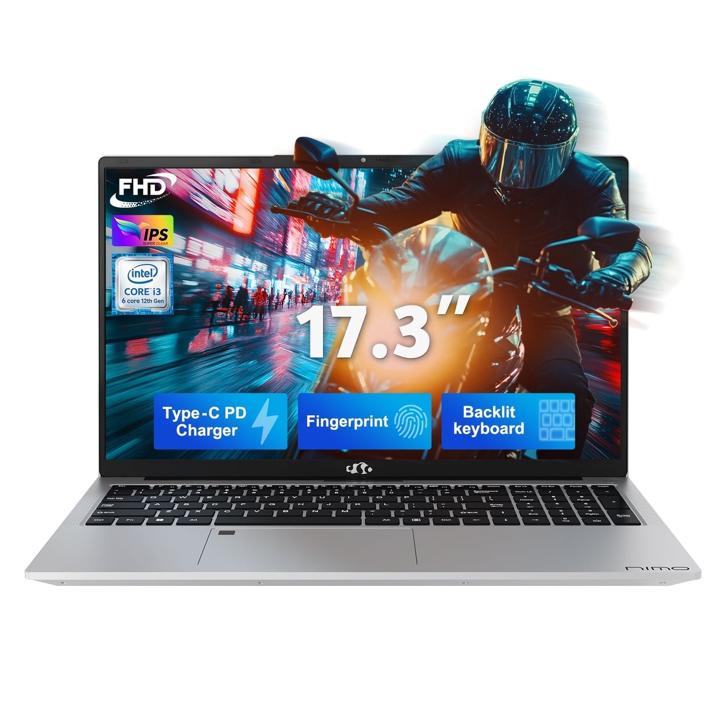 Ghostmanta 17.3 FHD N171 I3-1215U Laptop for Student and Business-32GB-Silver-2TB