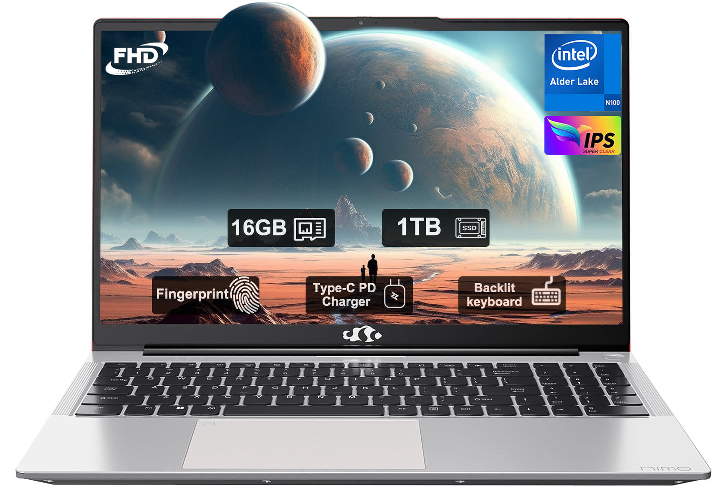 Ghostmanta 15.6" N151 FHD laptop for Home and School-16GB-Gray