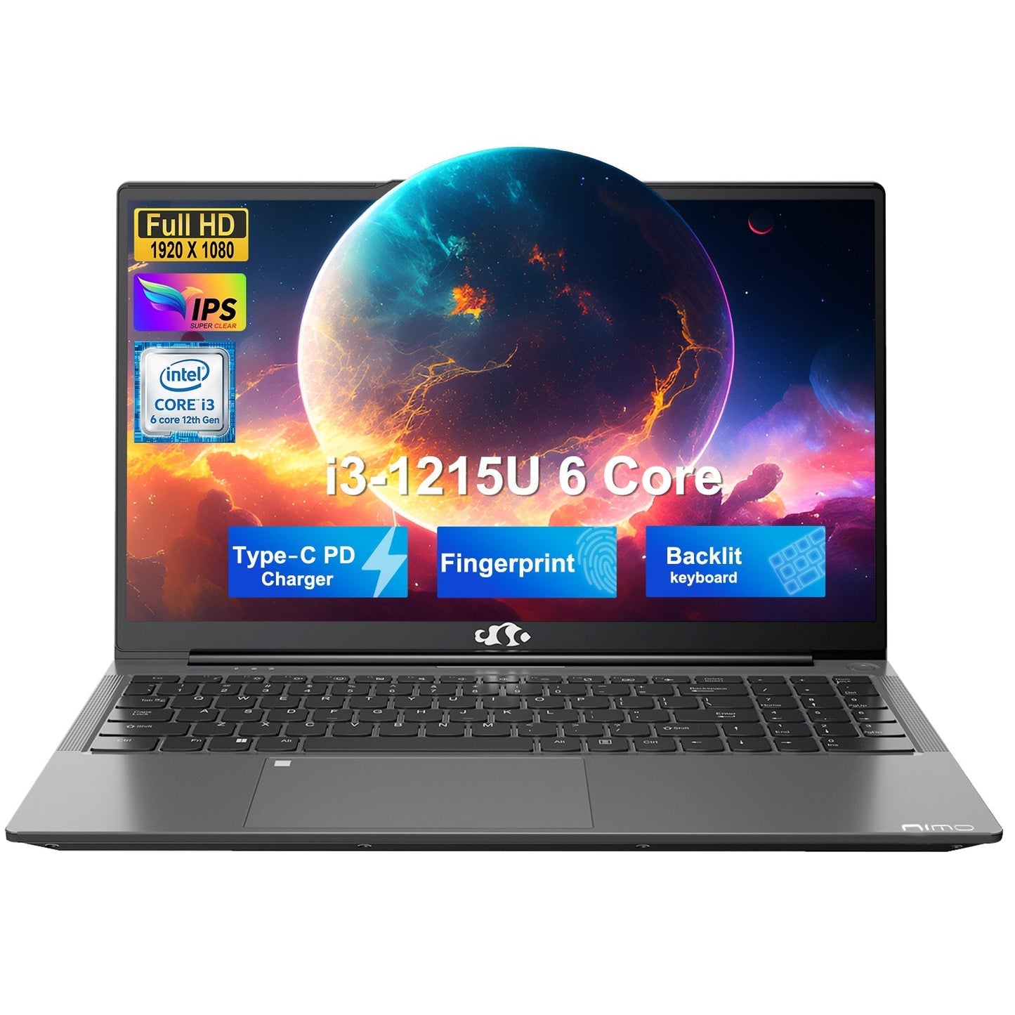 Ghostmanta 15.6 FHD N154 I3-1215U Laptop for Student and Business-32GB-1TB-Gray