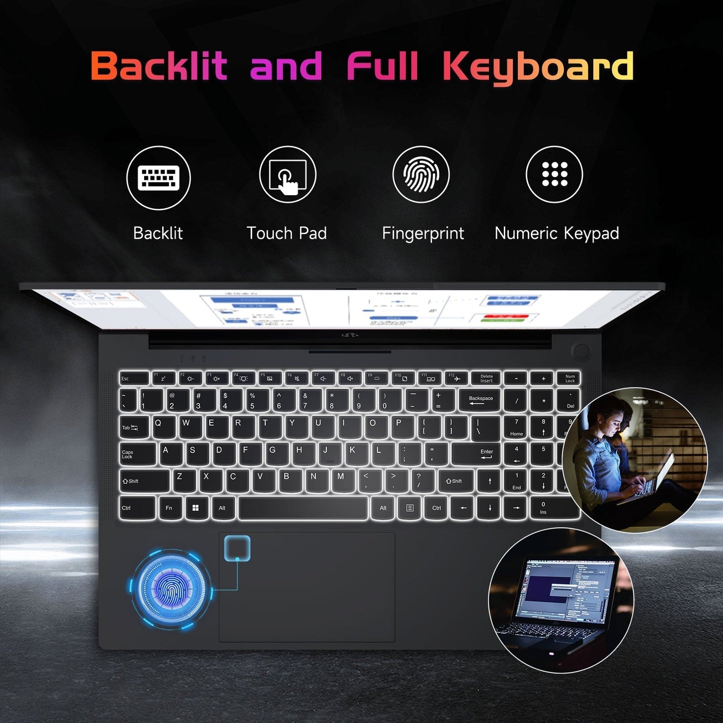 Ghostmanta 15.6" N151 FHD laptop for Home and School-16GB-Gray