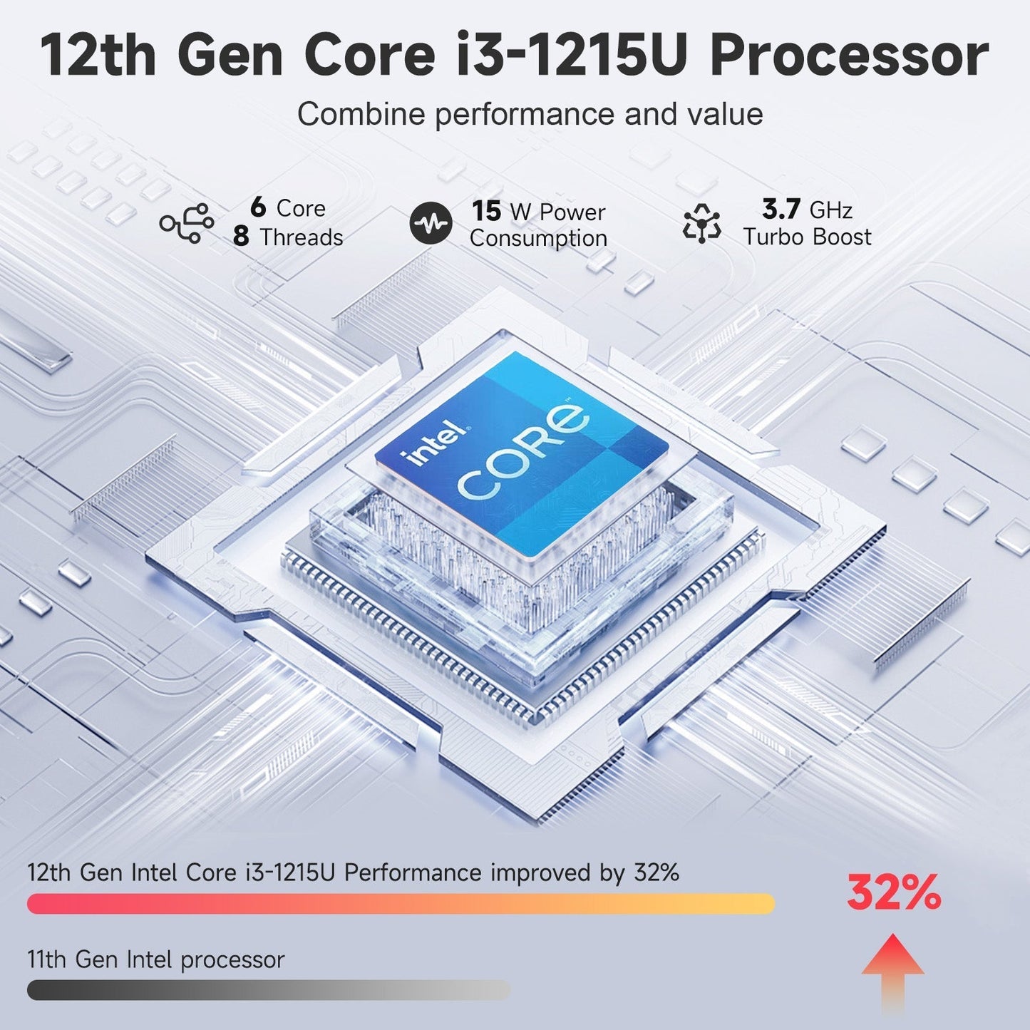 Ghostmanta 15.6 FHD N154 I3-1215U Laptop for Student and Business-32GB-1TB-Gray