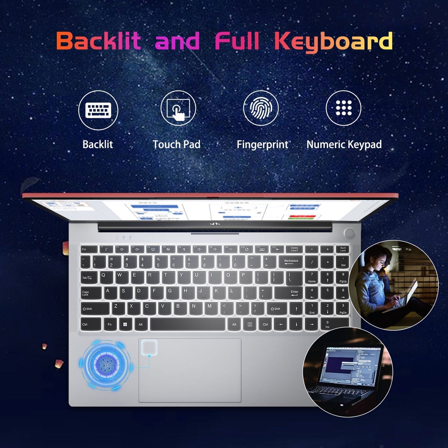 Ghostmanta 15.6" N151 FHD laptop for Home and School-16GB-Gray
