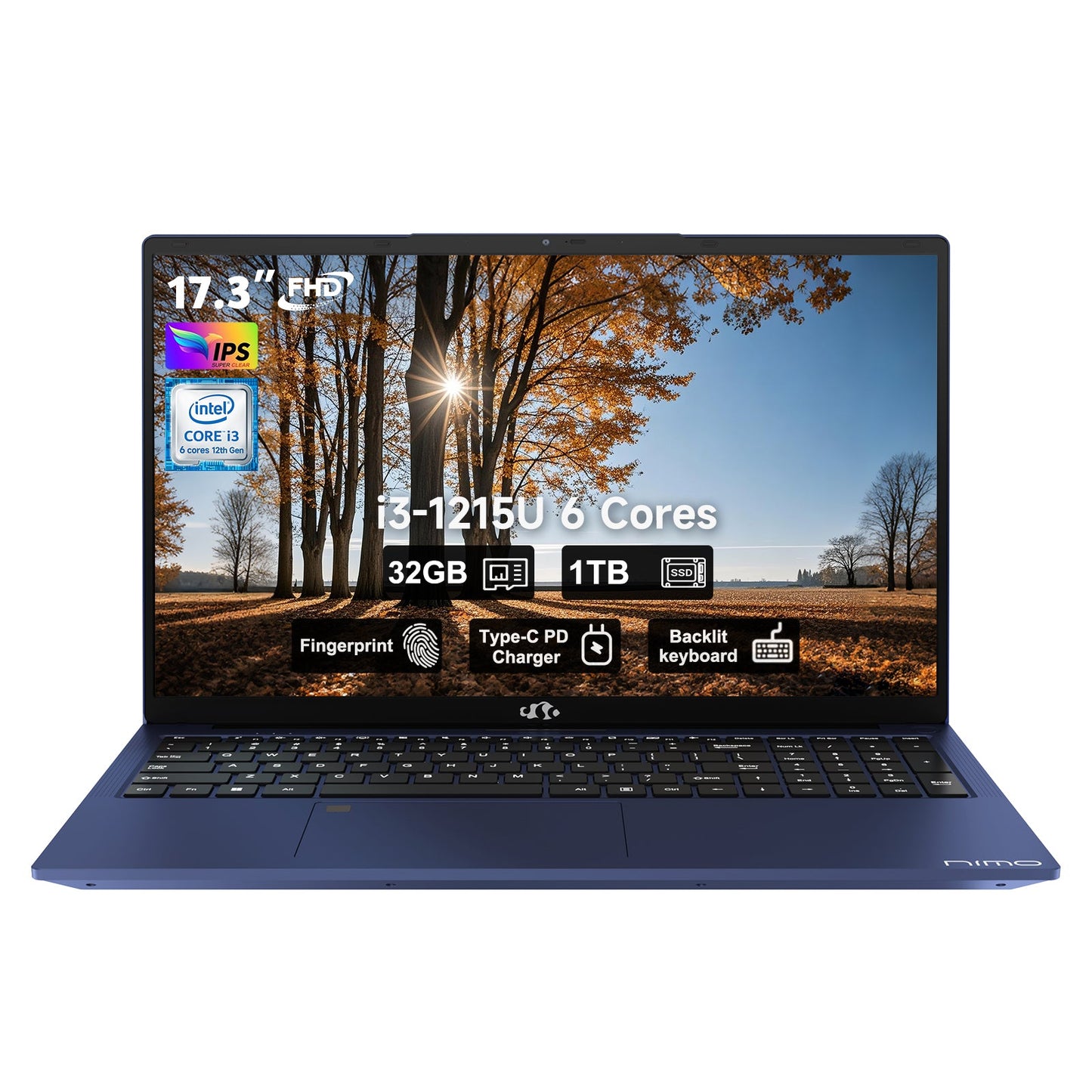Ghostmanta 17.3 FHD N171 I3-1215U Laptop for Student and Business-32GB-Blue-1TB