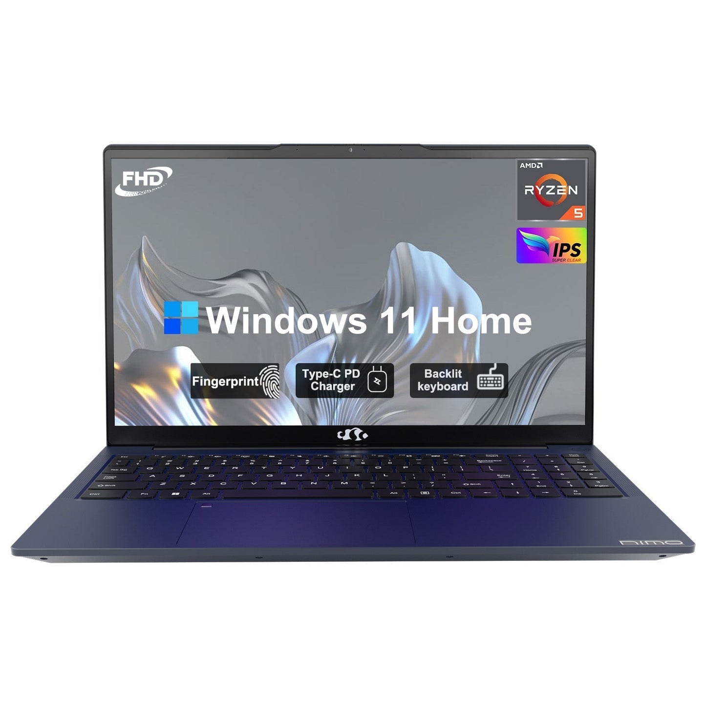 Ghostmanta 15.6 FHD N152 AMD R5 3500U | Fast Charger & Fingerprint Sensor Student Laptop-32GB-Blue
