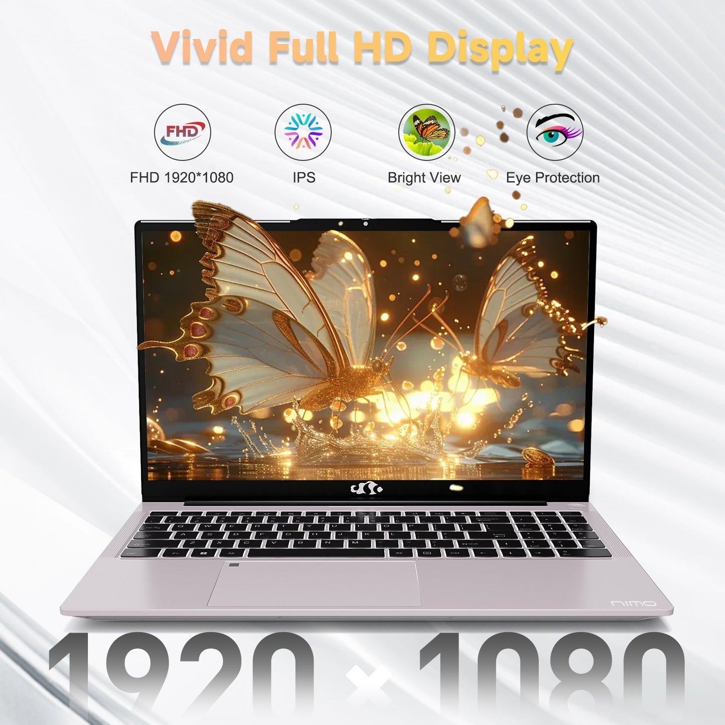 Ghostmanta 15.6 FHD N152 AMD R5 3500U | Fast Charger & Fingerprint Sensor Student Laptop-32GB-Rose Gold