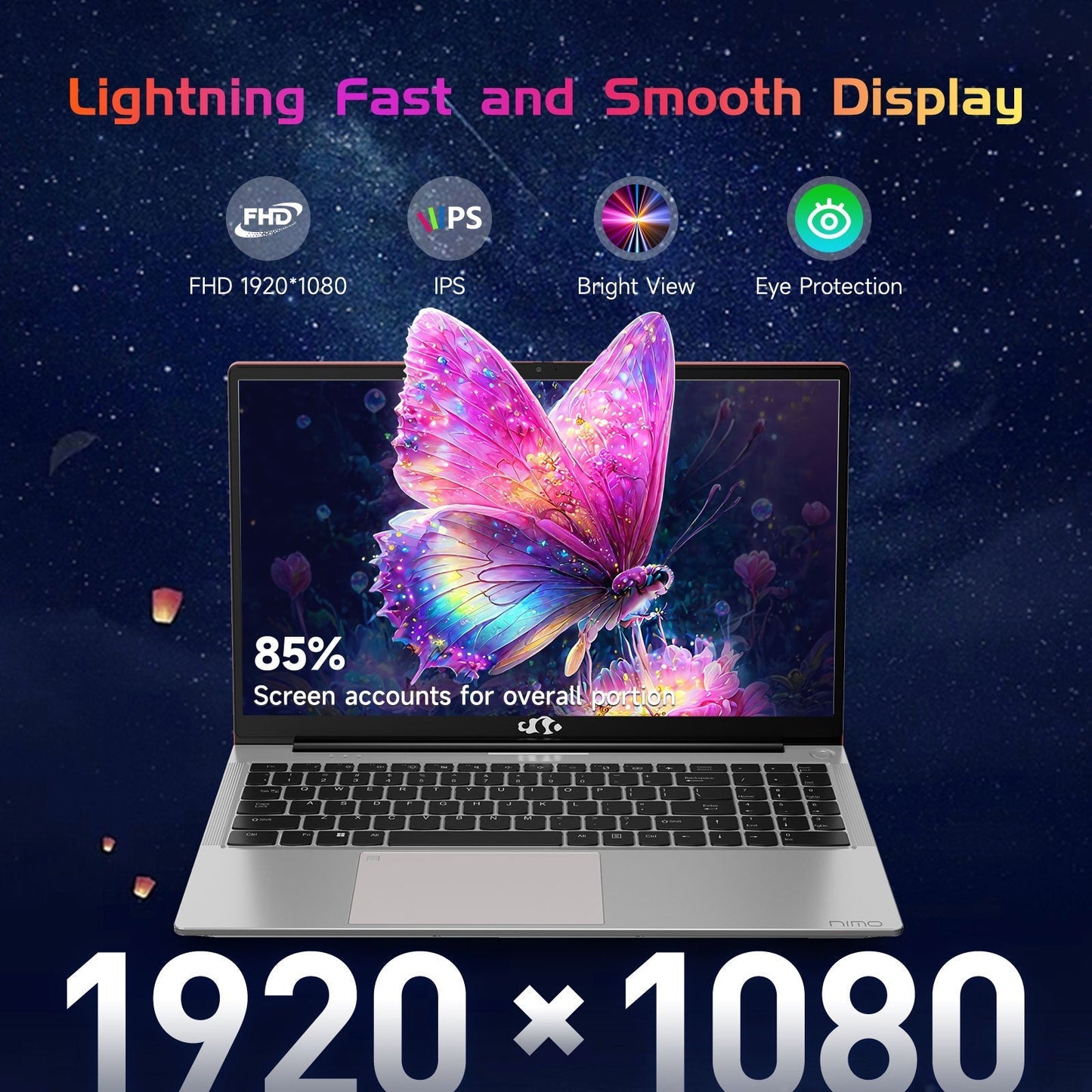 Ghostmanta 15.6" N151 FHD laptop for Home and School-16GB-Gray