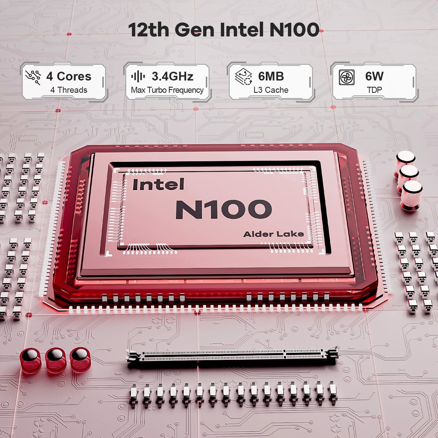 Ghostmanta Minipc DNB20 (In Macaron) Intel N100 Processor for Home and School - 8GB - 512GB - Pink