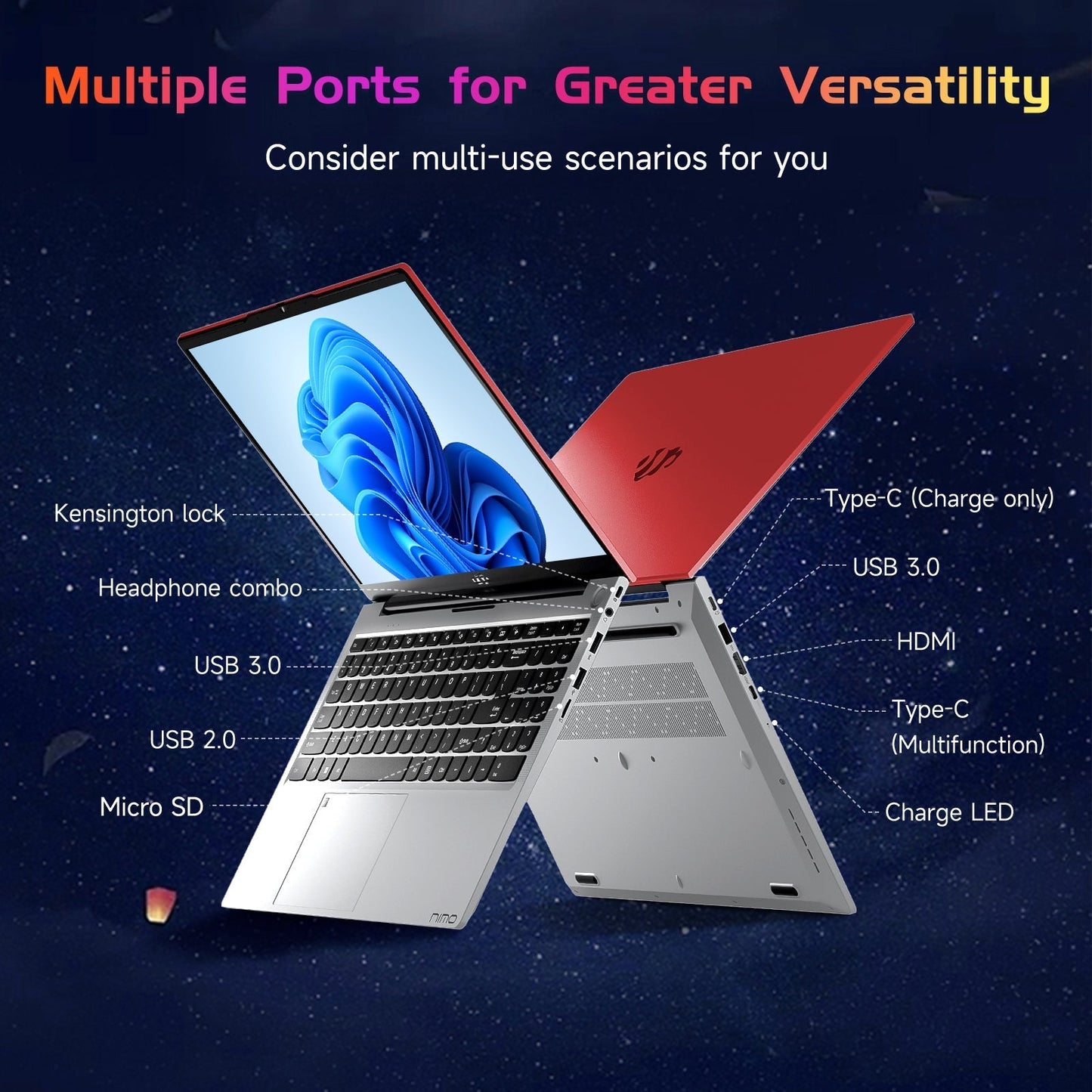 Ghostmanta 15.6" N151 FHD laptop for Home and School-16GB-Gray