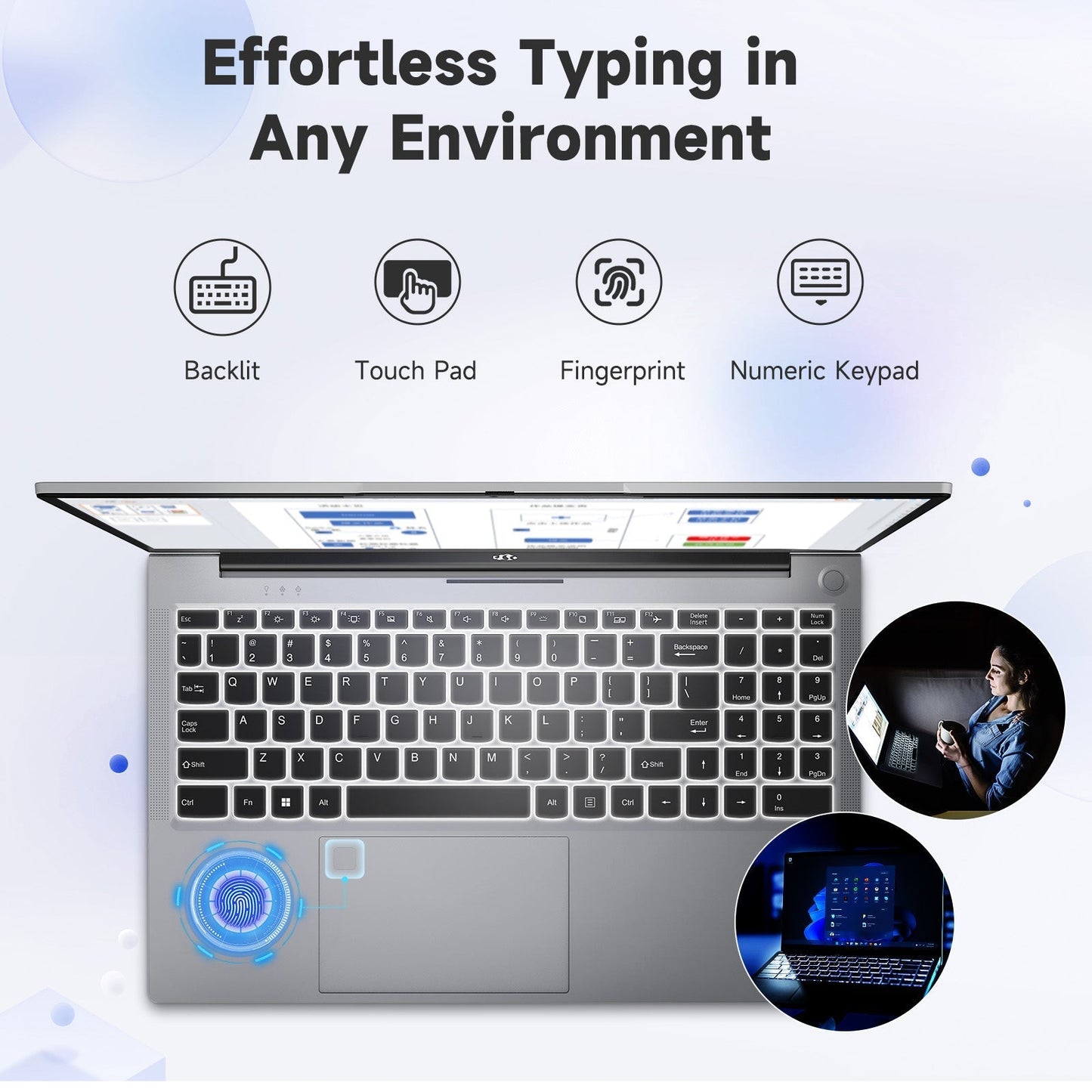 Ghostmanta 15.6 FHD N154 I3-1215U Laptop for Student and Business-32GB-1TB-Silver