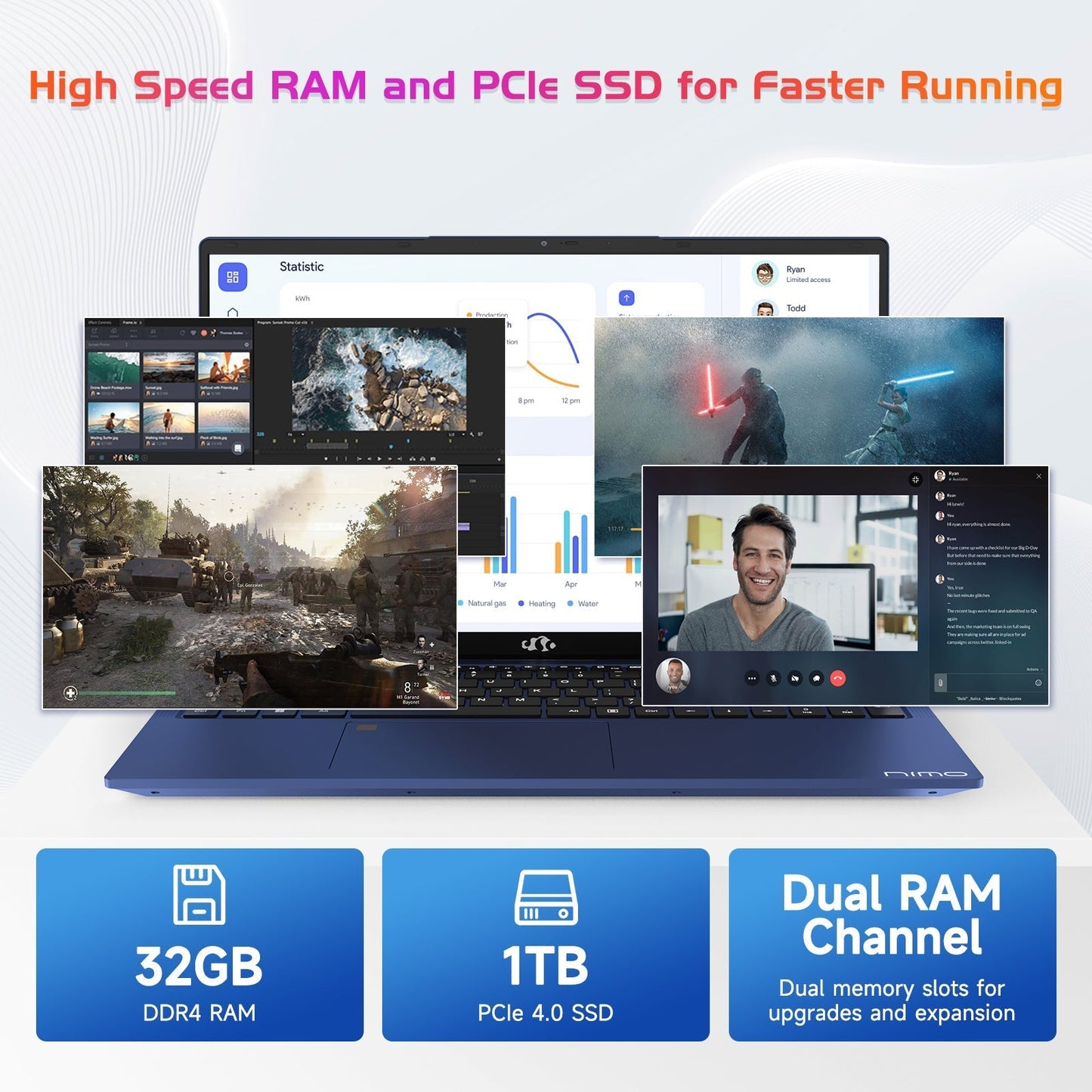 Ghostmanta 17.3 FHD N171 I3-1215U Laptop for Student and Business-32GB-Blue-2TB