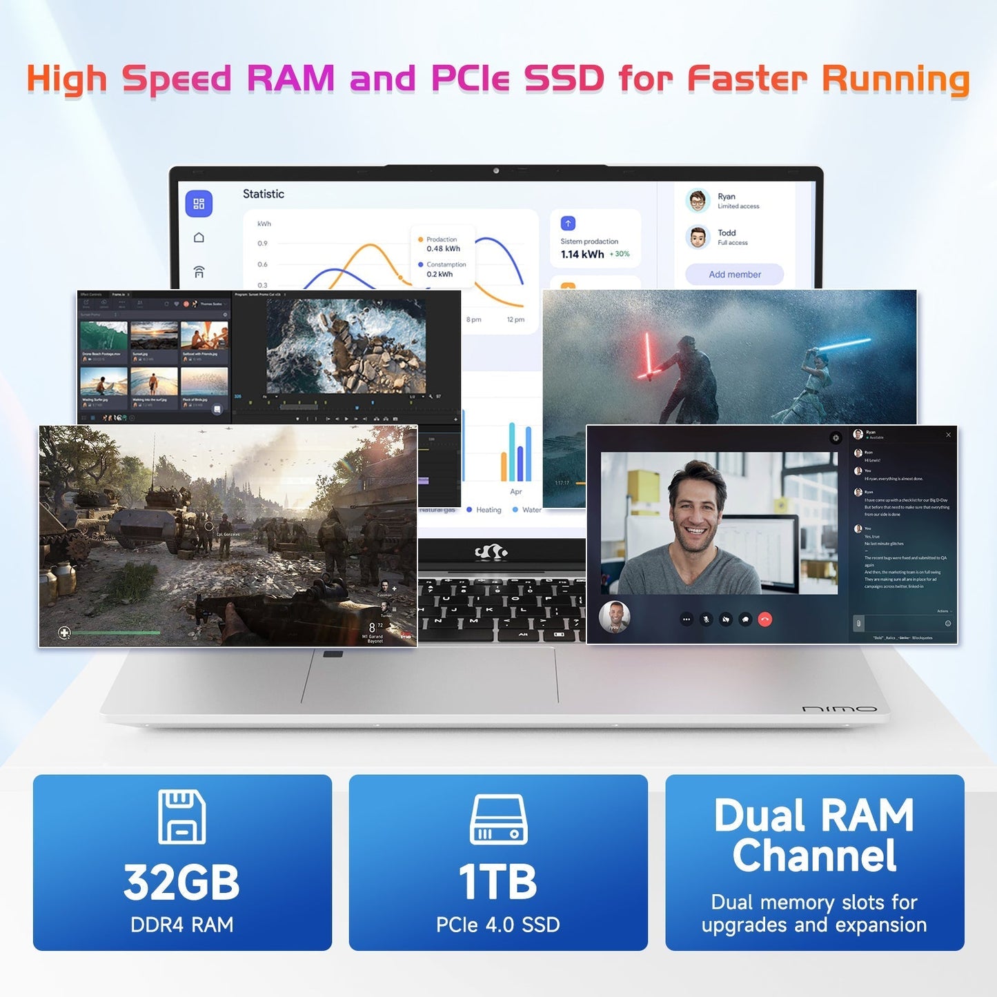 Ghostmanta 17.3 FHD N171 I3-1215U Laptop for Student and Business-32GB-Silver-1TB