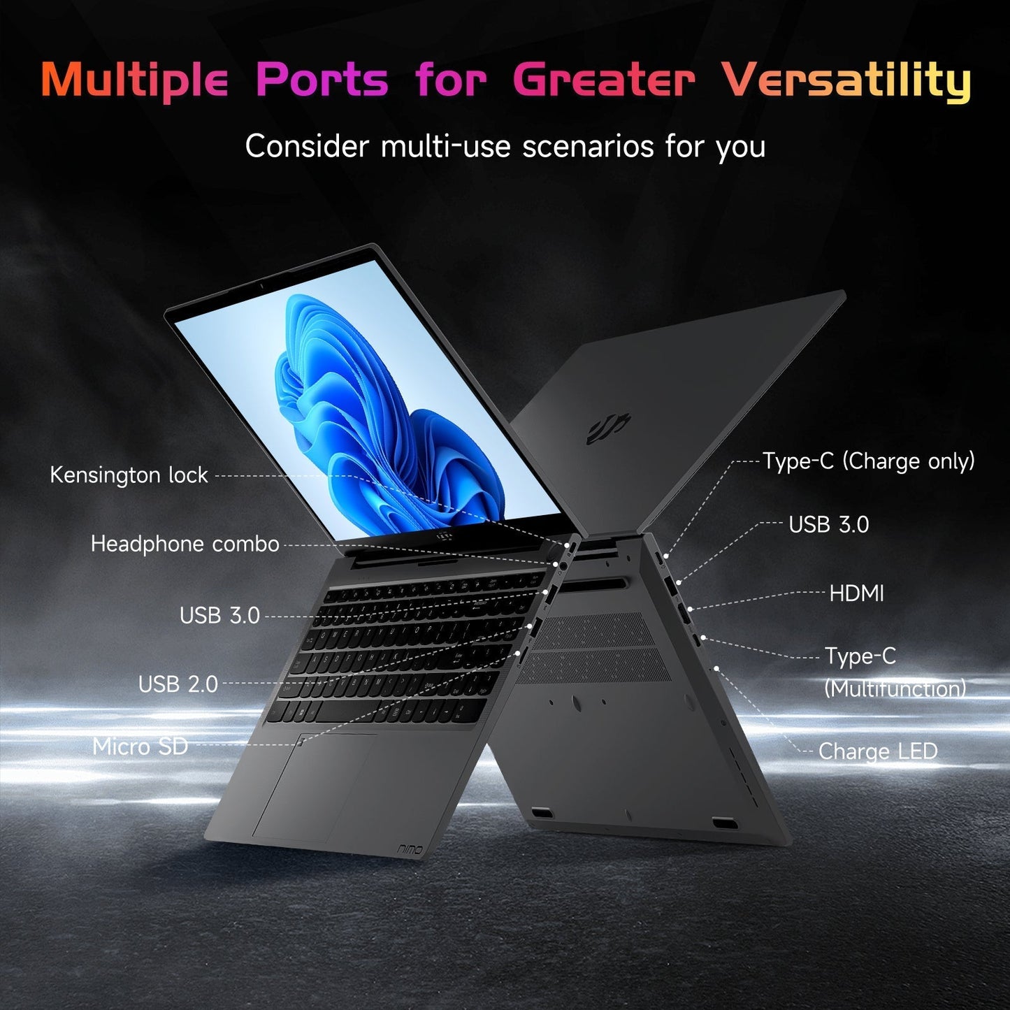 Ghostmanta 15.6" N151 FHD laptop for Home and School-16GB-Gray