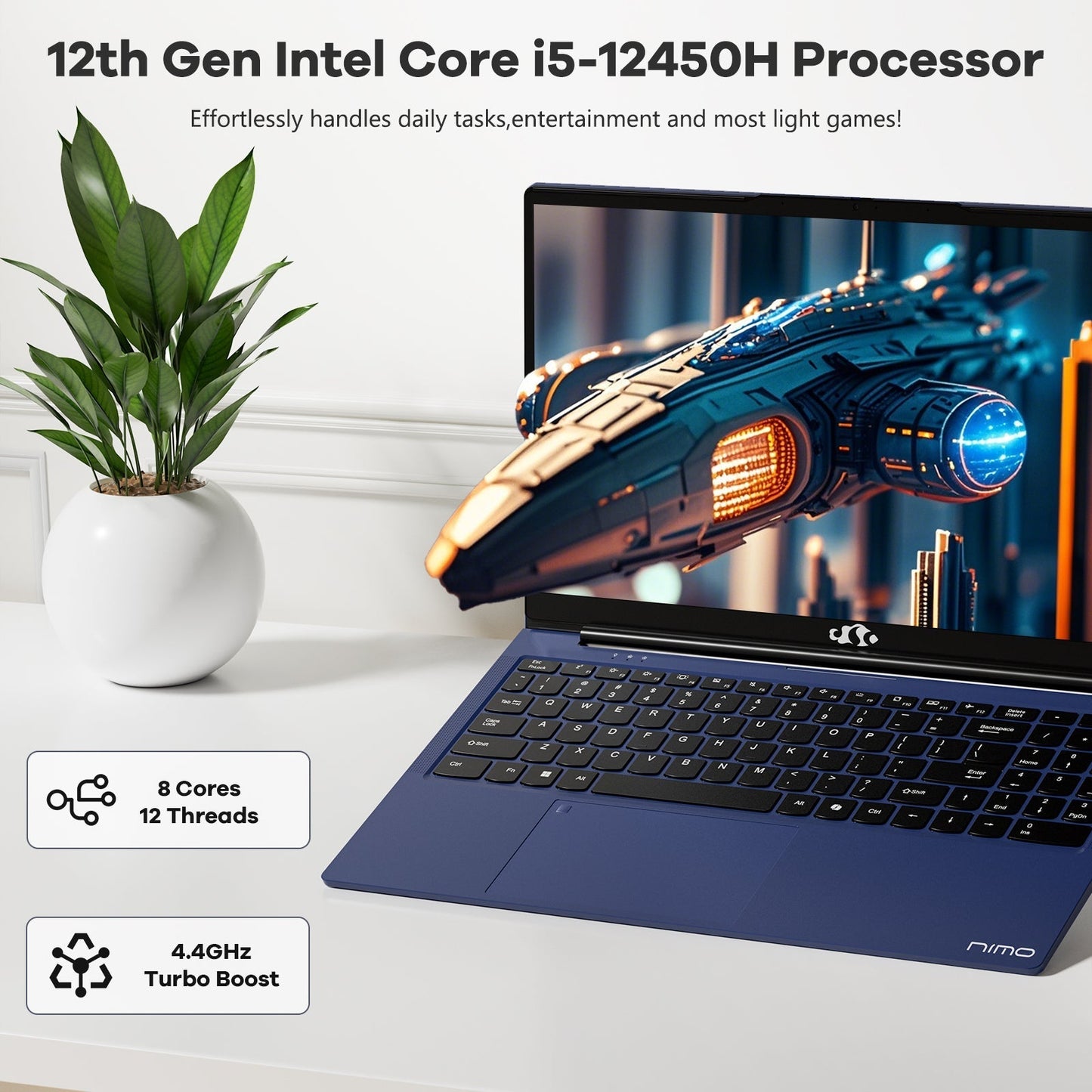 Ghostmanta 15.6 FHD N156 I5-12450H Laptop for Entertainment-Blue-2TB