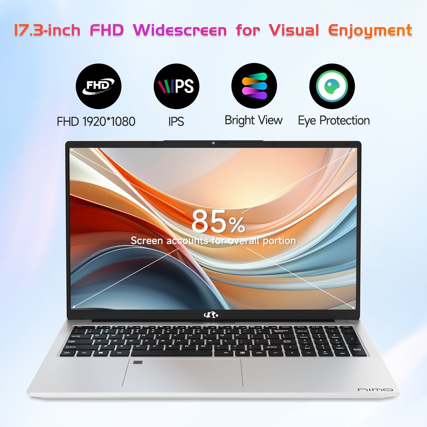 Ghostmanta 17.3 FHD N171 I3-1215U Laptop for Student and Business-32GB-Silver-1TB