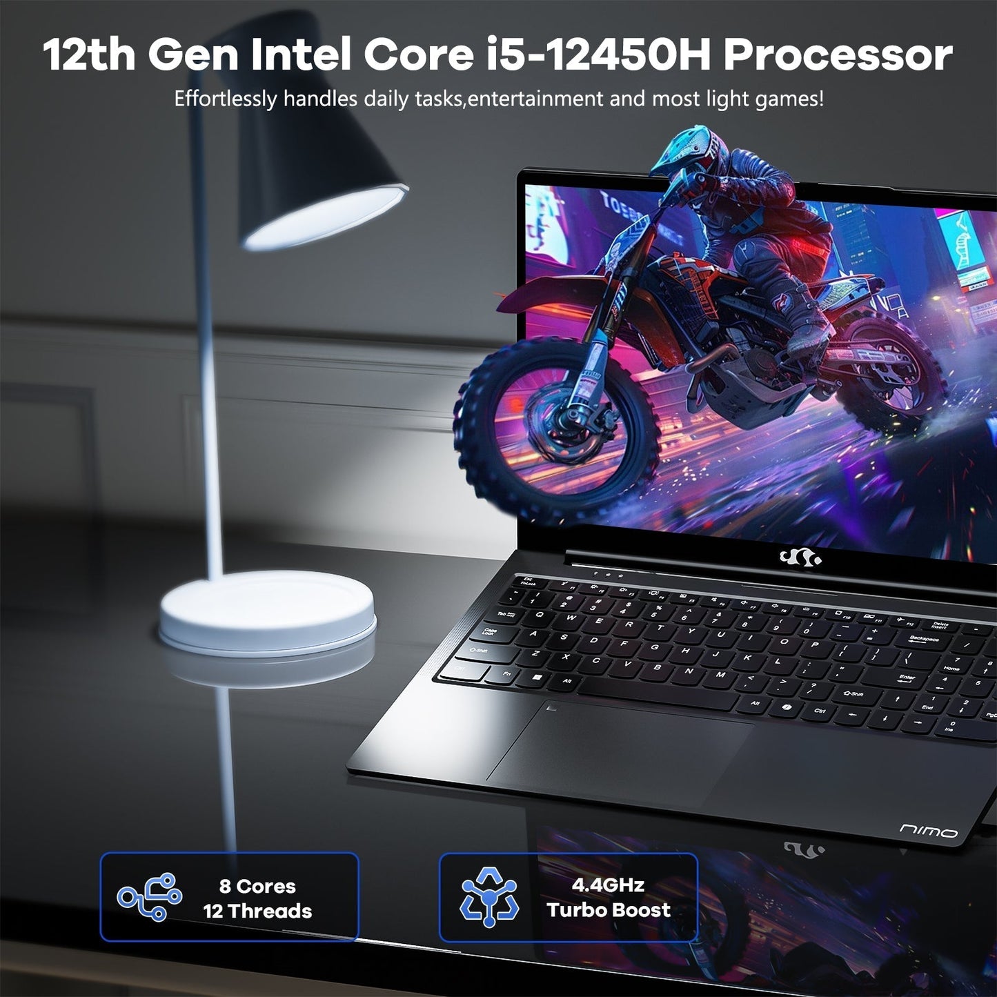 Ghostmanta 15.6 FHD N156 I5-12450H Laptop for Entertainment-Black-32GB-1TB
