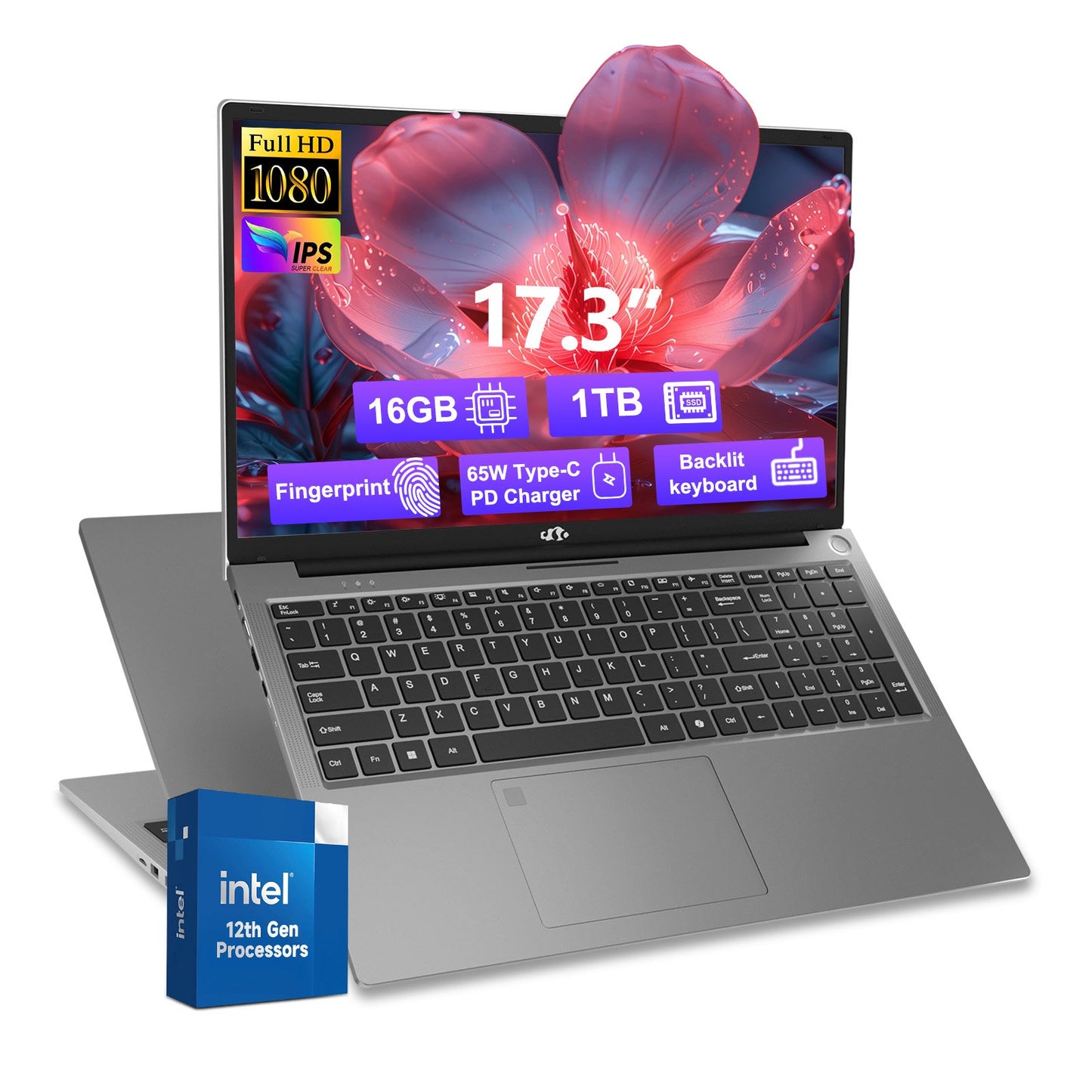 17.3 IPS FHD-Laptop, 16GB RAM 1TB SSD Intel Pentium 6 Cores i3-1215U(Beat i5-1135G7) Student-Laptop, Laptop-Computer with Backlit Keyboard Fingerprint Home-laptop, Space Gray