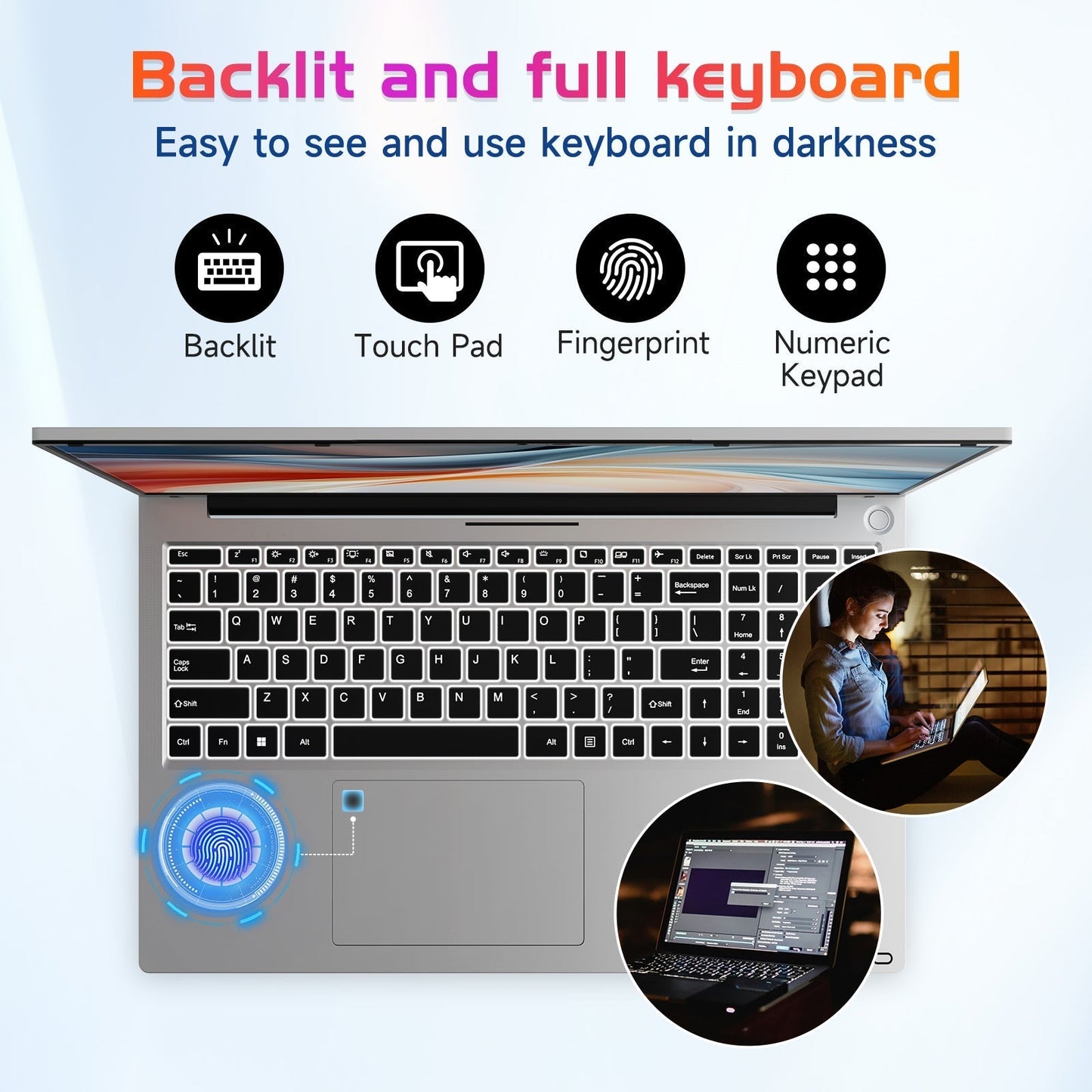 Ghostmanta 17.3 FHD N171 I3-1215U Laptop for Student and Business-32GB-Silver-1TB
