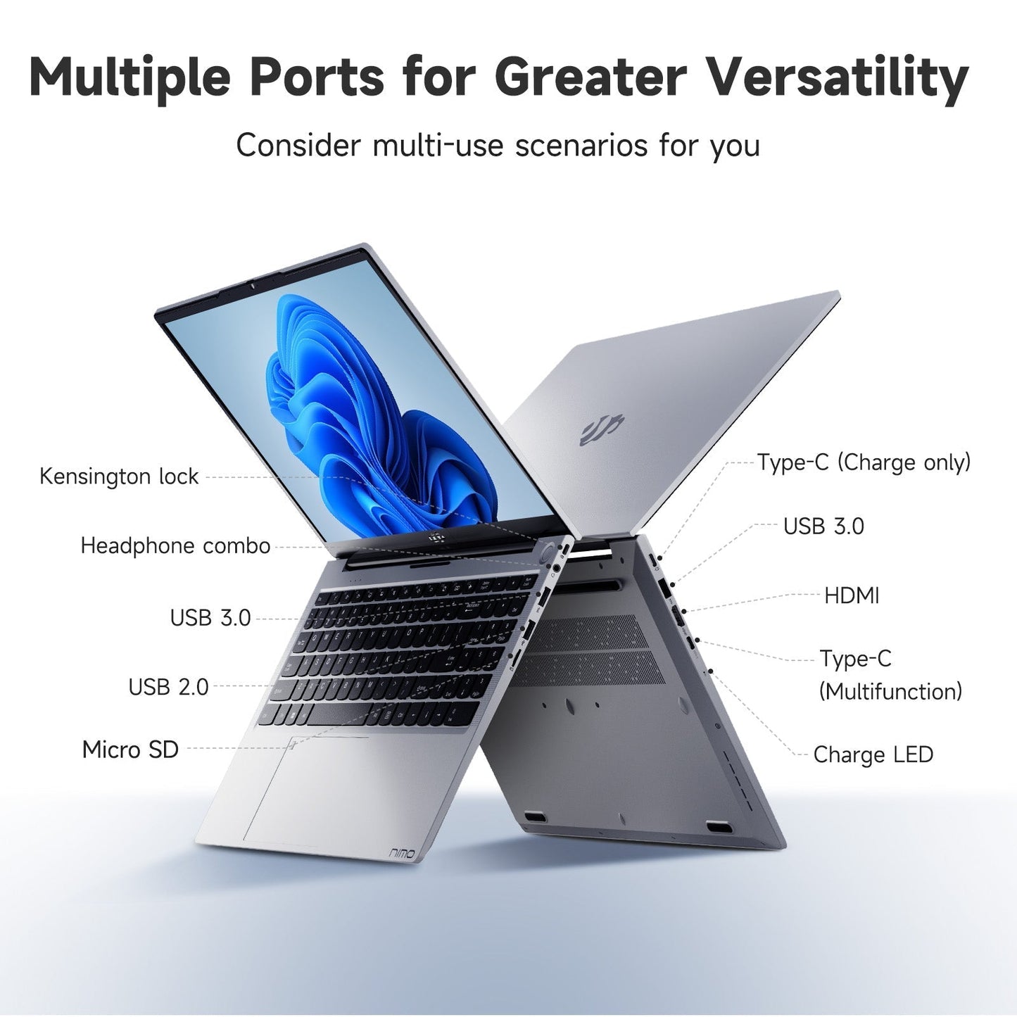 Ghostmanta 15.6 FHD N154 I3-1215U Laptop for Student and Business-32GB-1TB-Silver