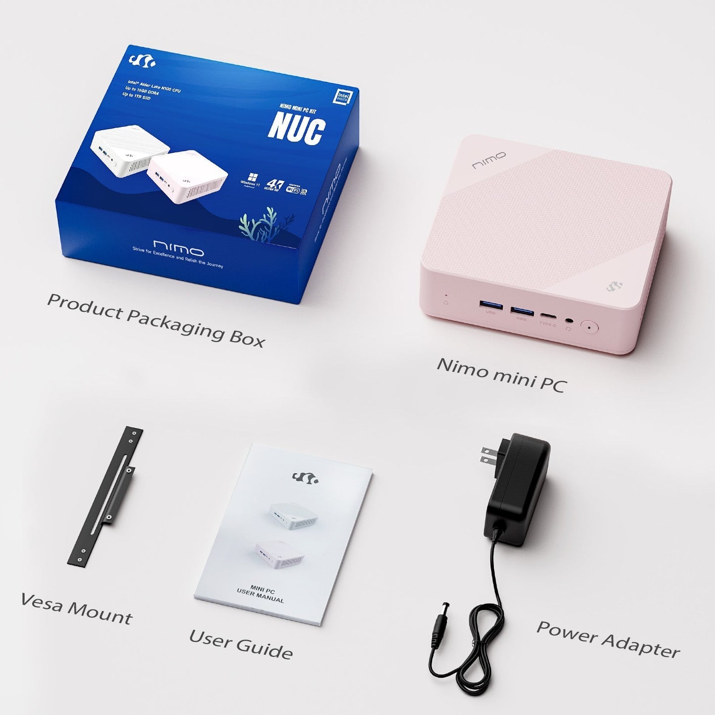 Ghostmanta Minipc DNB20 (In Macaron) Intel N100 Processor for Home and School - 8GB - 512GB - Pink