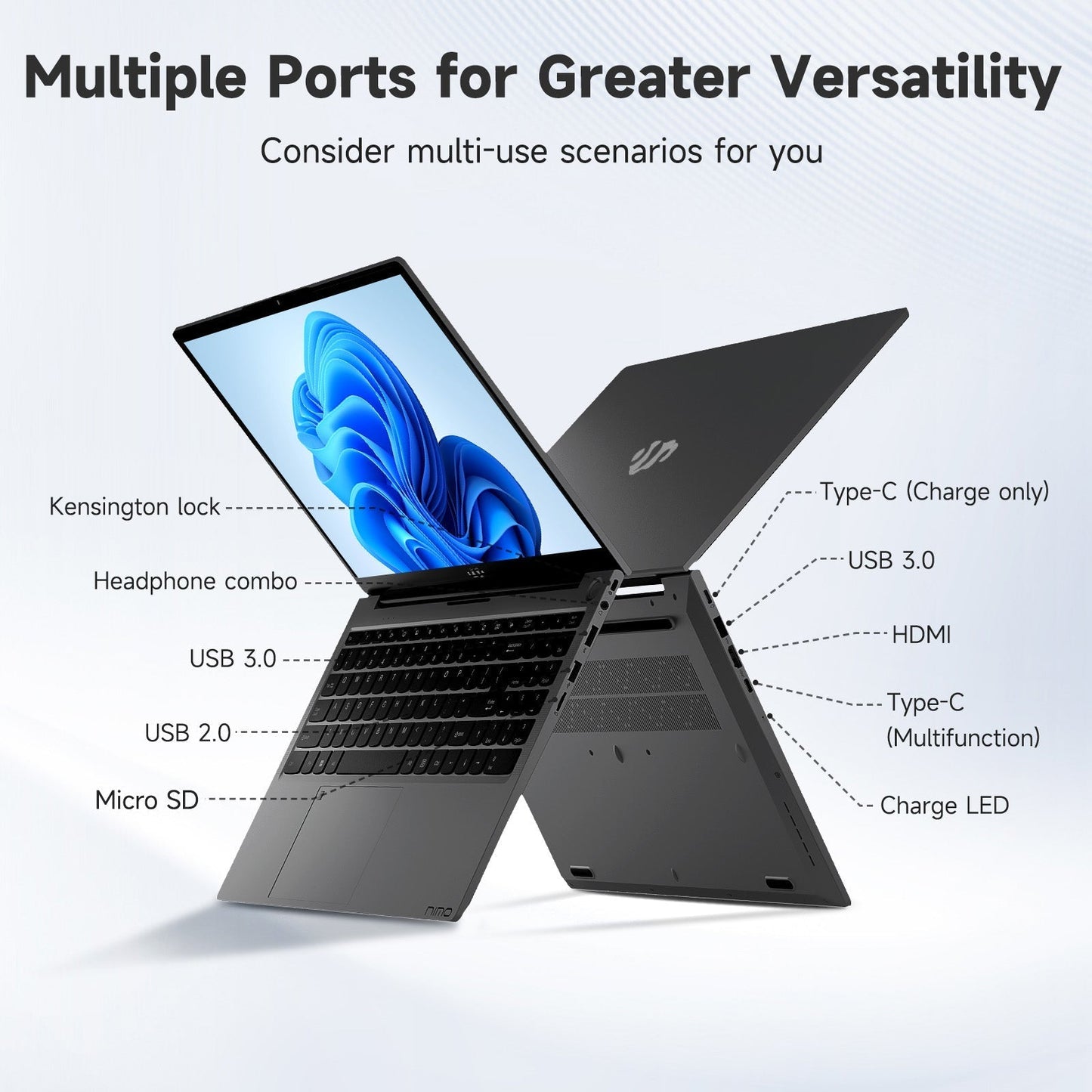 Ghostmanta 15.6 FHD N154 I3-1215U Laptop for Student and Business-32GB-1TB-Gray