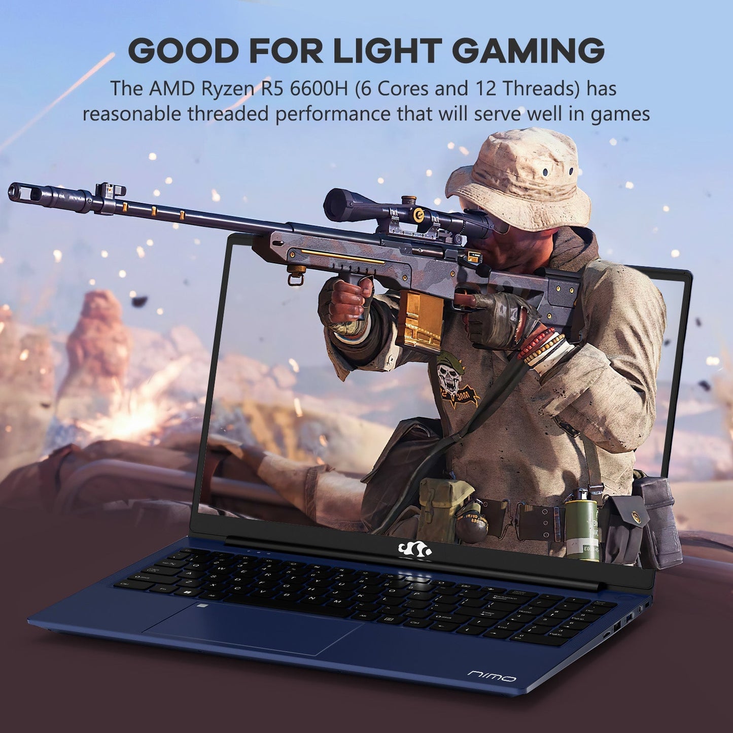 Ghostmanta 15.6 N153 FHD R5 6600H Laptop-Blue-1TB-Windows 11 Pro