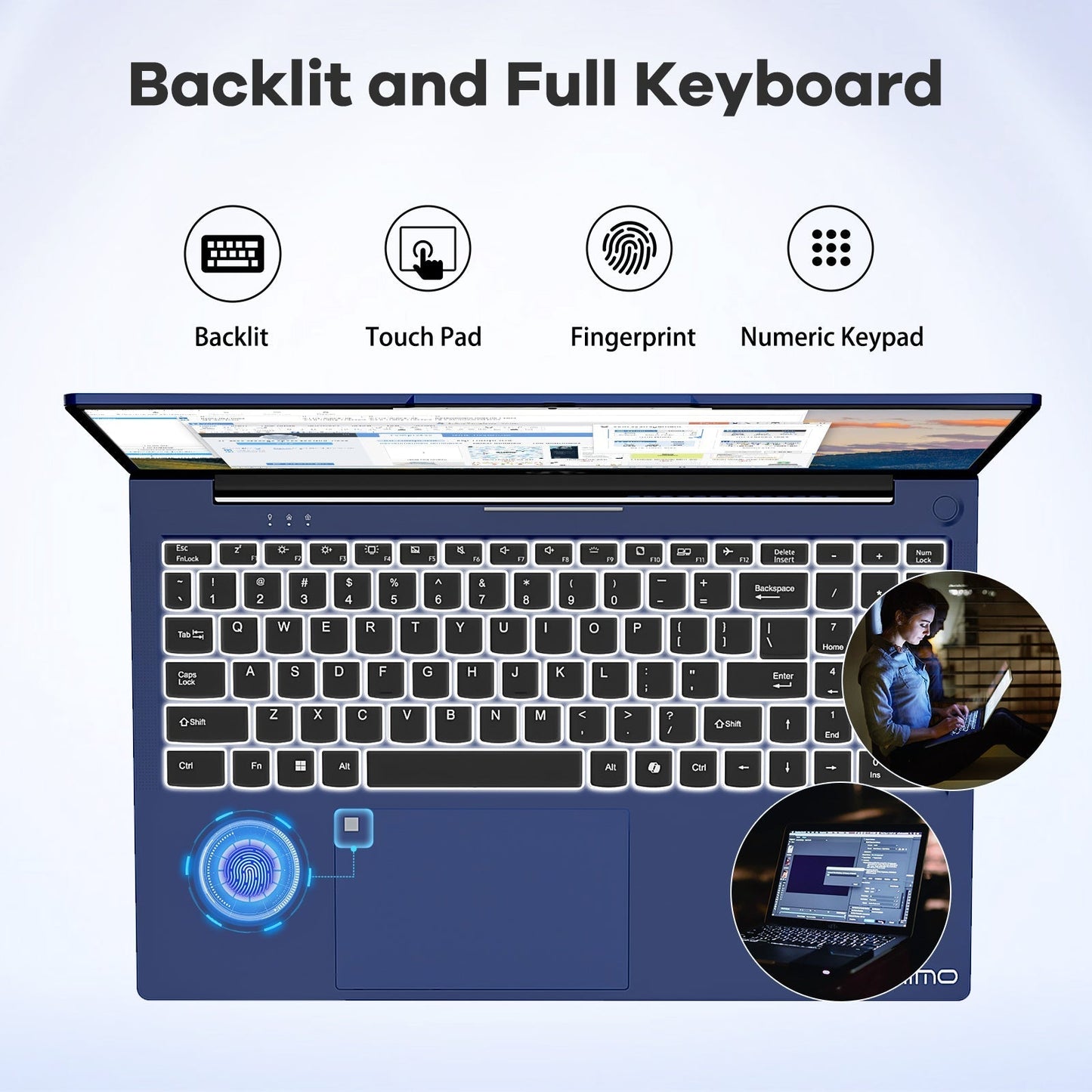 Ghostmanta 15.6 FHD N156 I5-12450H Laptop for Entertainment-Blue-2TB