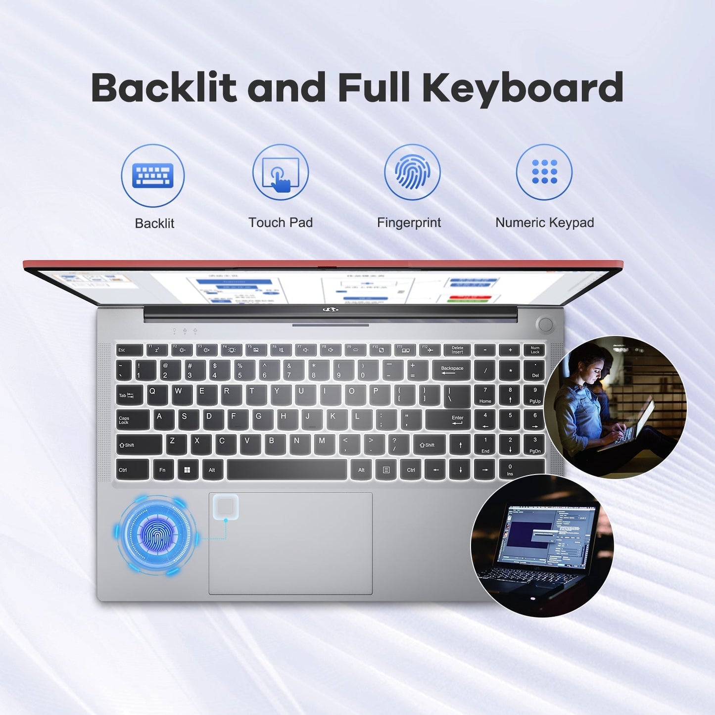 Ghostmanta 15.6 FHD N156 I5-12450H Laptop for Entertainment-Red-32GB-2TB