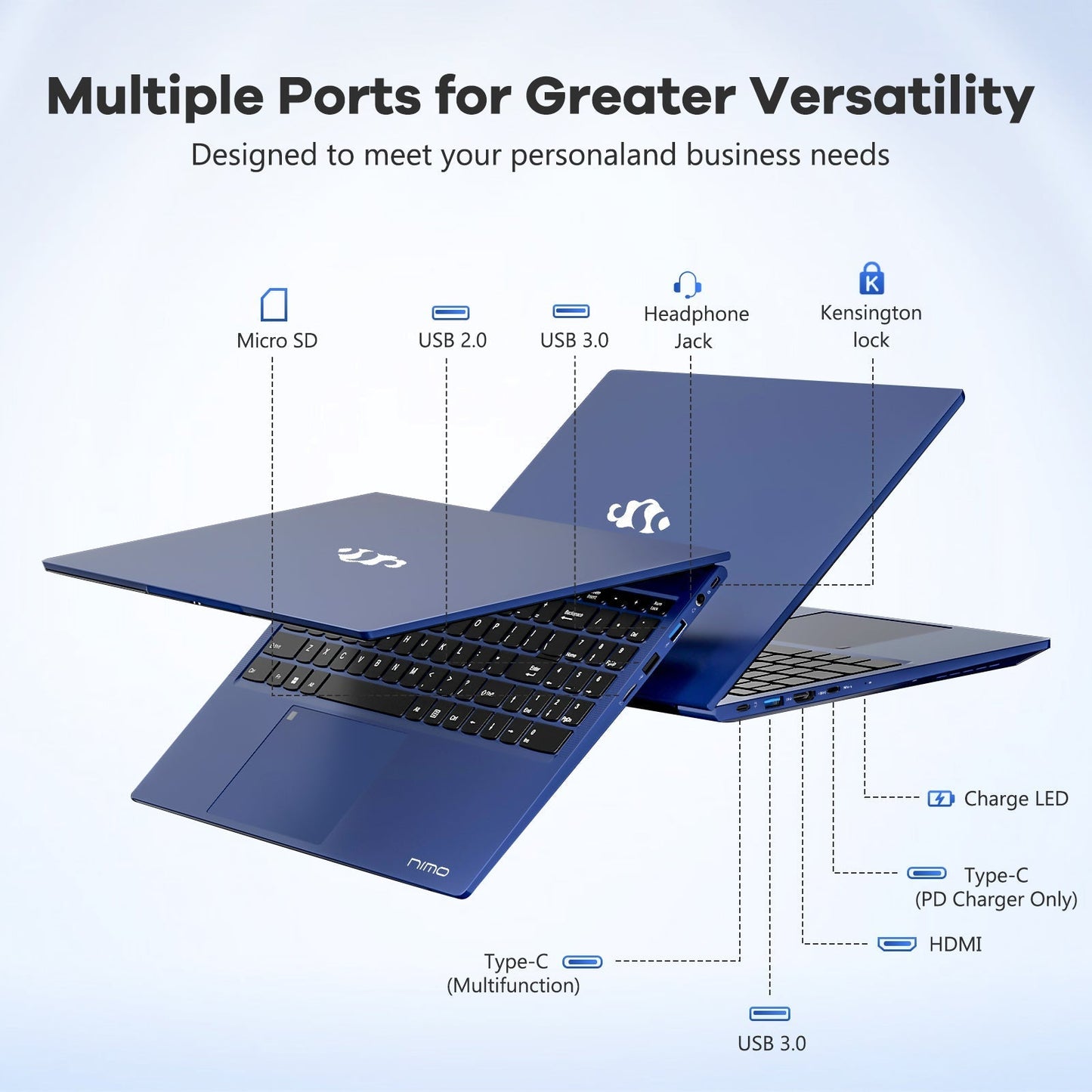 Ghostmanta 15.6 FHD N156 I5-12450H Laptop for Entertainment-Blue-2TB