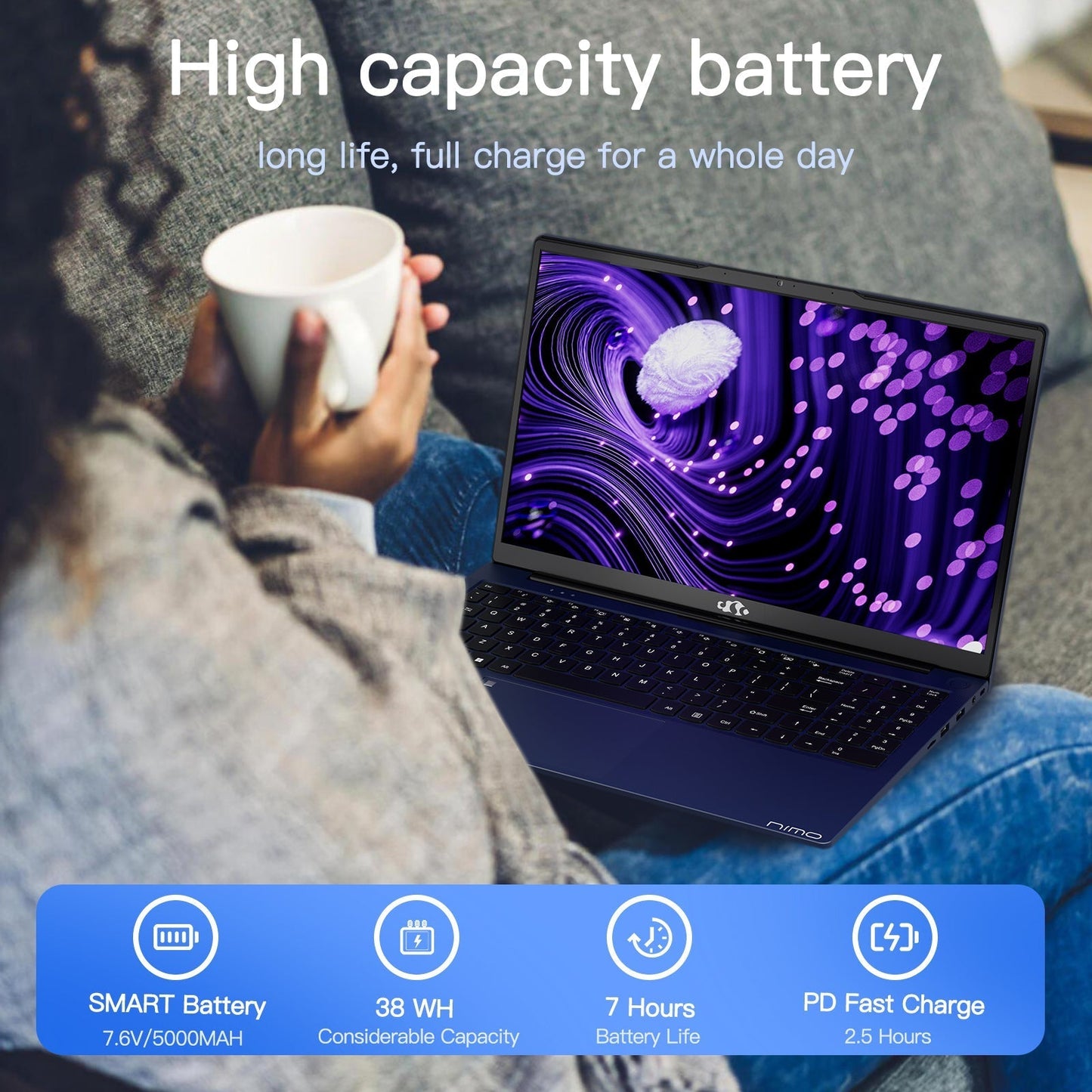 Ghostmanta 15.6" N151 FHD laptop for Home and School -16GB-Blue