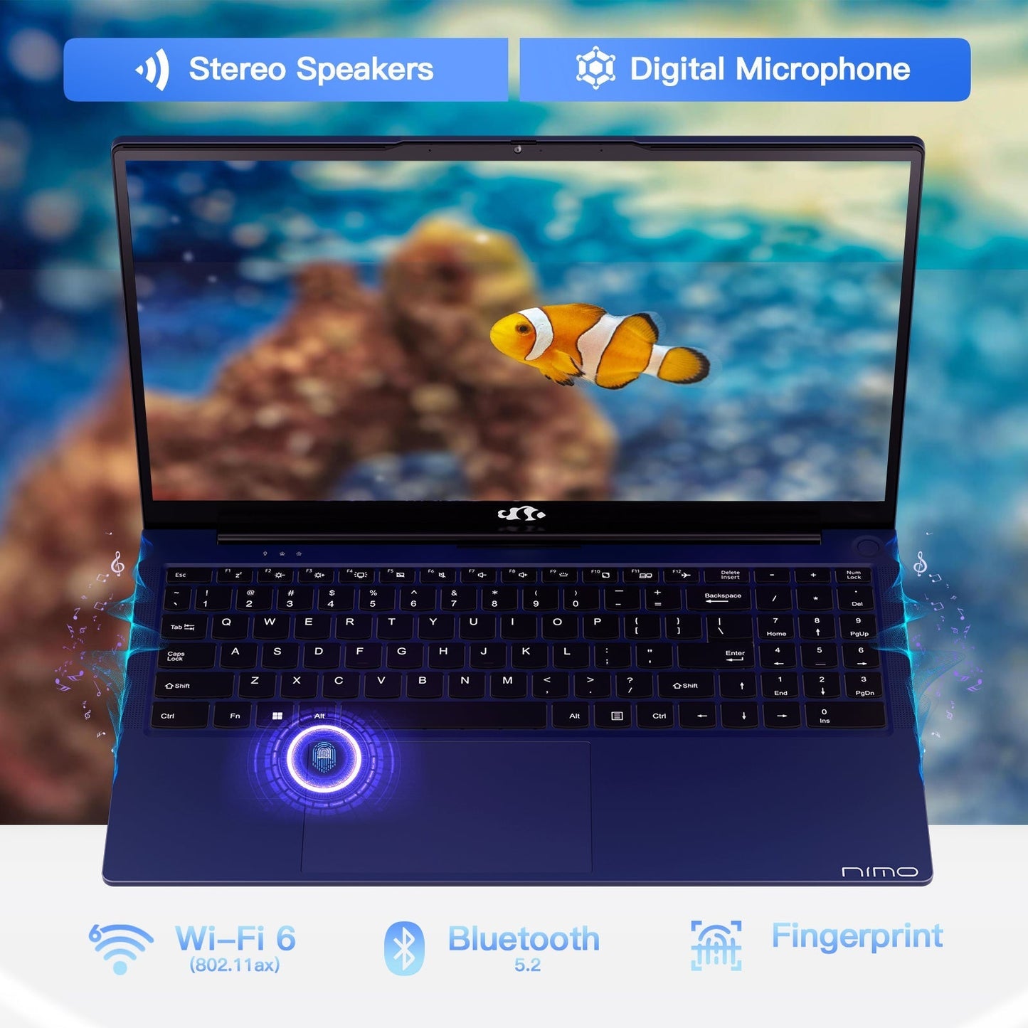 Ghostmanta 15.6" N151 FHD laptop for Home and School -16GB-Blue