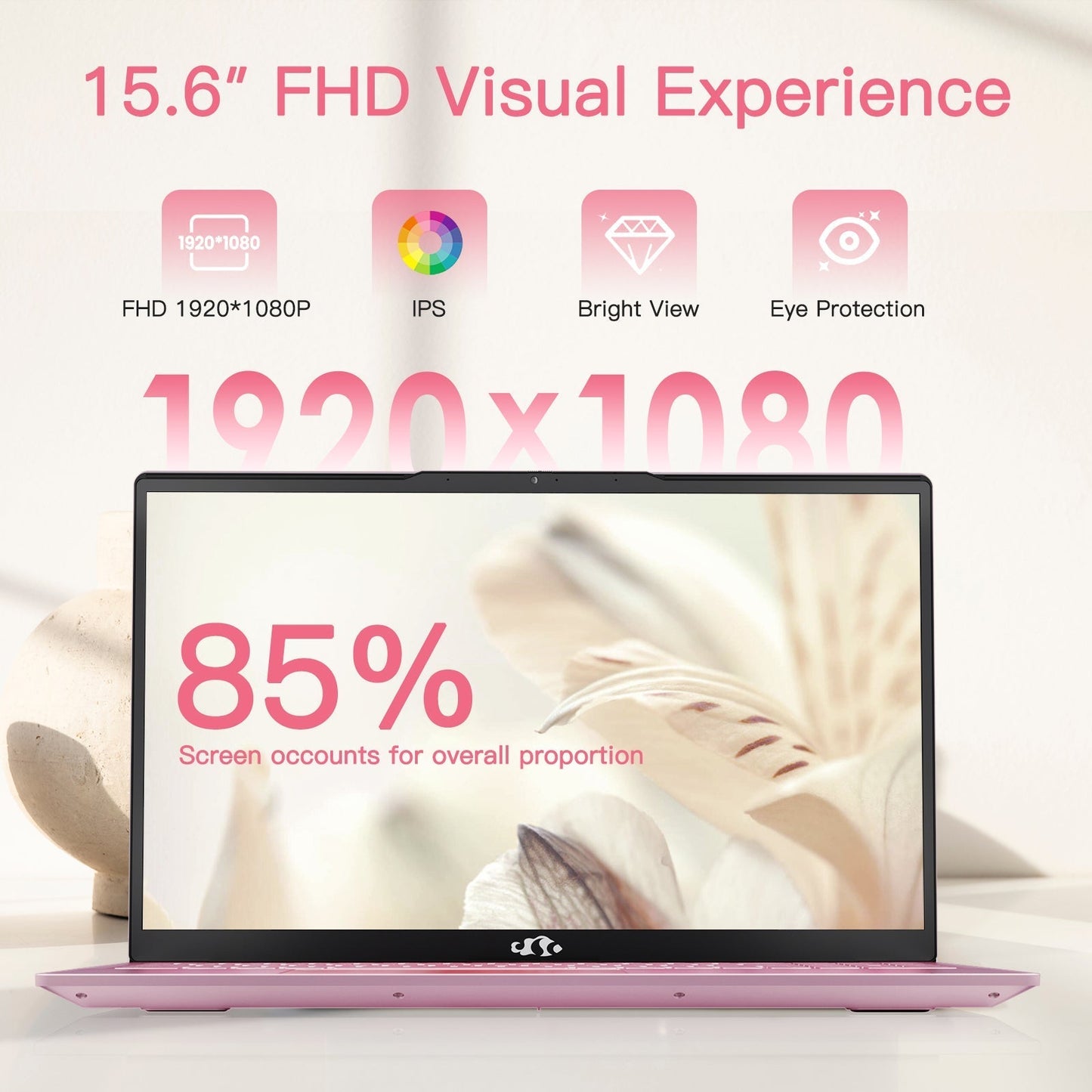 Ghostmanta 15.6" N151 FHD laptop for Home and School -16GB-Rose Gold
