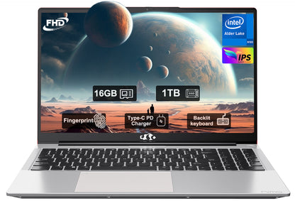 Ghostmanta 15.6" N151 FHD laptop for Home and School-16GB-Gray