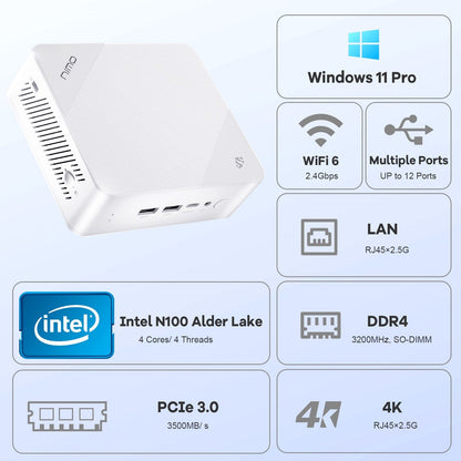 Ghostmanta Minipc DNB20 (In Macaron) Intel N100 Processor for Home and School - 8GB - 512GB - White