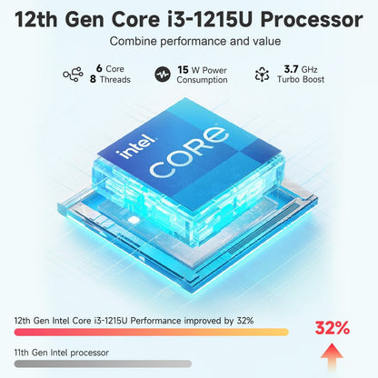 Ghostmanta 15.6 FHD N154 I3-1215U Laptop for Student and Business-32GB-1TB-Silver