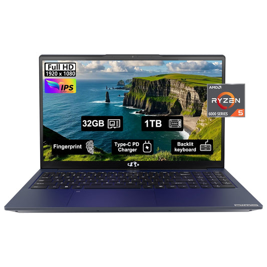 Ghostmanta 15.6 N153 FHD R5 6600H Laptop-Blue-1TB