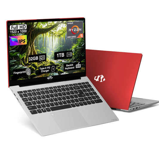 Ghostmanta 15.6 N153 FHD R5 6600H Laptop-Red-1TB