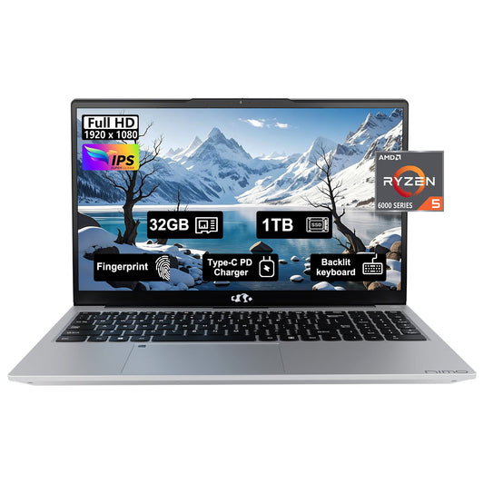 Ghostmanta 15.6 N153 FHD R5 6600H Laptop-Silver-1TB-Windows 11 Pro