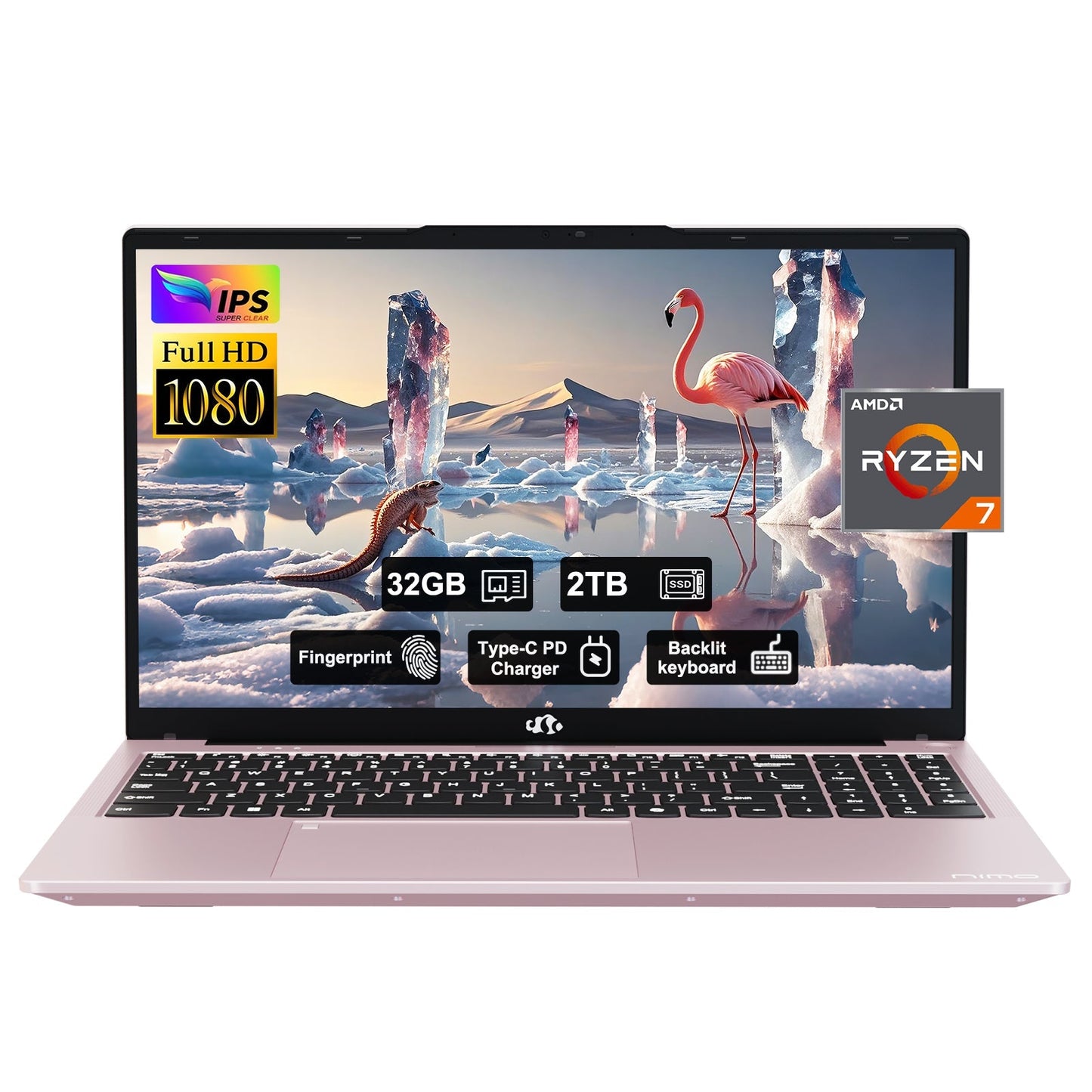 15.6'' R7 6800H FHD Business Gaming Laptop Computer-Rose Gold-32GB-2TB