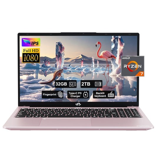 15.6'' R7 6800H FHD Business Gaming Laptop Computer-Rose Gold-32GB-2TB-Pro