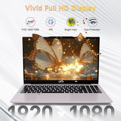 Ghostmanta 15.6 FHD N152 AMD R5 3500U | Fast Charger & Fingerprint Sensor Student Laptop-32GB-Rose Gold