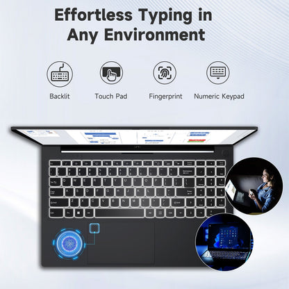 Ghostmanta 15.6 FHD N154 I3-1215U Laptop for Student and Business-32GB-1TB-Gray