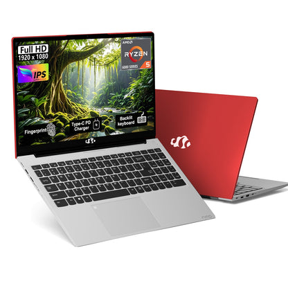 Ghostmanta 15.6 N153 FHD R5 6600H Laptop-Red-2TB-Windows 11 Pro