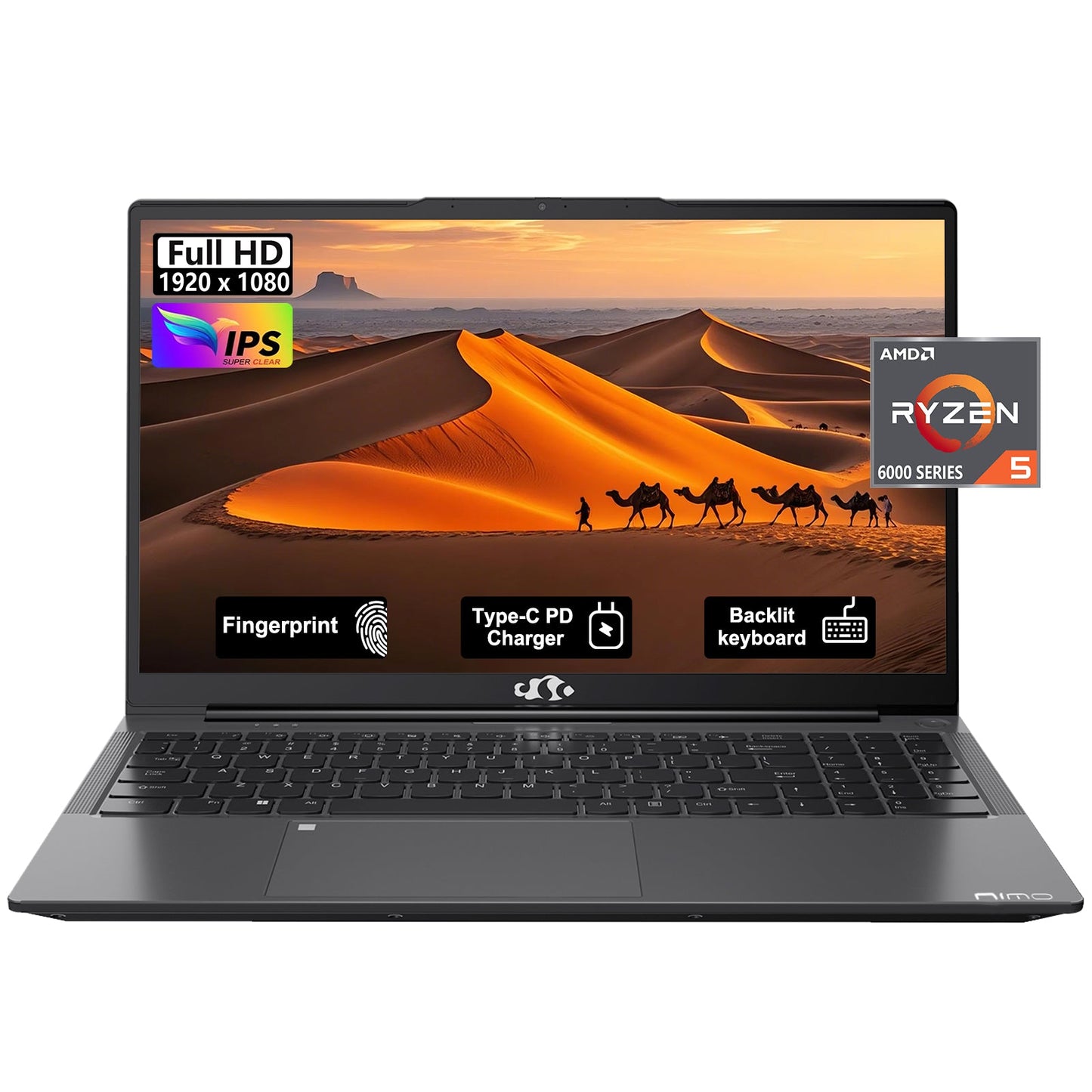 Ghostmanta 15.6 N153 FHD R5 6600H Laptop-Gray-1TB -Windows 11 Pro