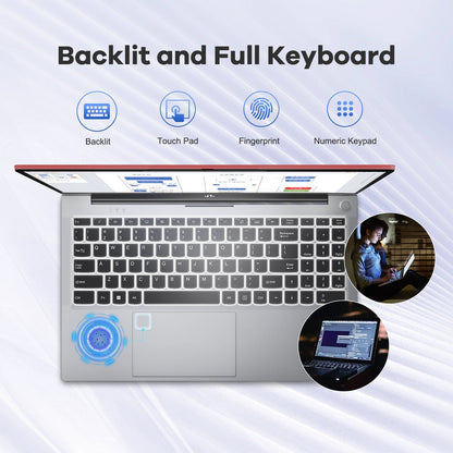 Ghostmanta 15.6 FHD N156 I5-12450H Laptop for Entertainment-Red-32GB-1TB
