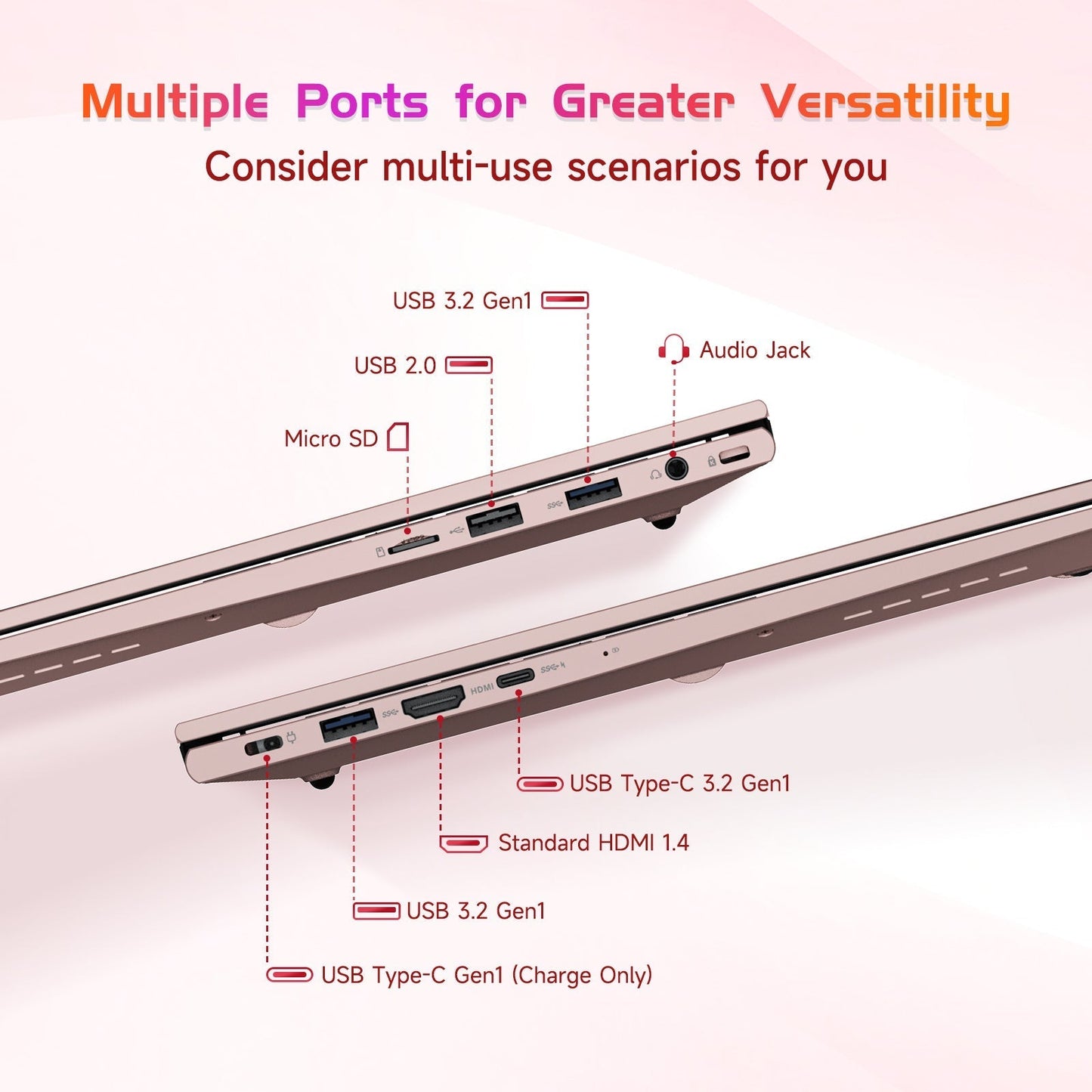 Ghostmanta 17.3 FHD N171 I3-1215U Laptop for Student and Business-32GB-Rose Gold-1TB