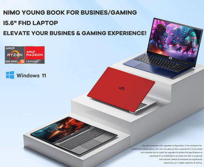 Ghostmanta 15.6 N153 FHD R5 6600H Laptop-Red-1TB-Windows 11 Pro