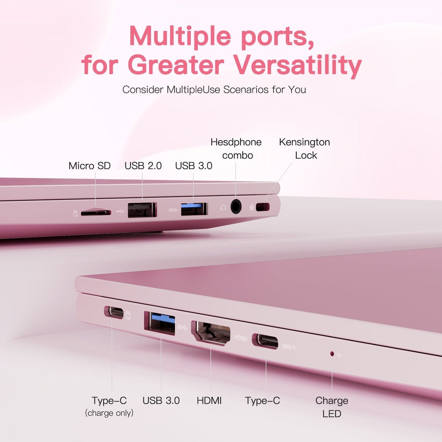 Ghostmanta 15.6" N151 FHD laptop for Home and School -16GB-Rose Gold